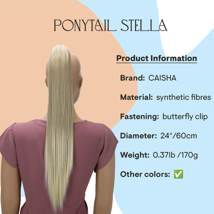PRETTYSHOP 24 Hairpiece Ponytail Clip On Extension Long Hair Straight Light Blonde Mix H623