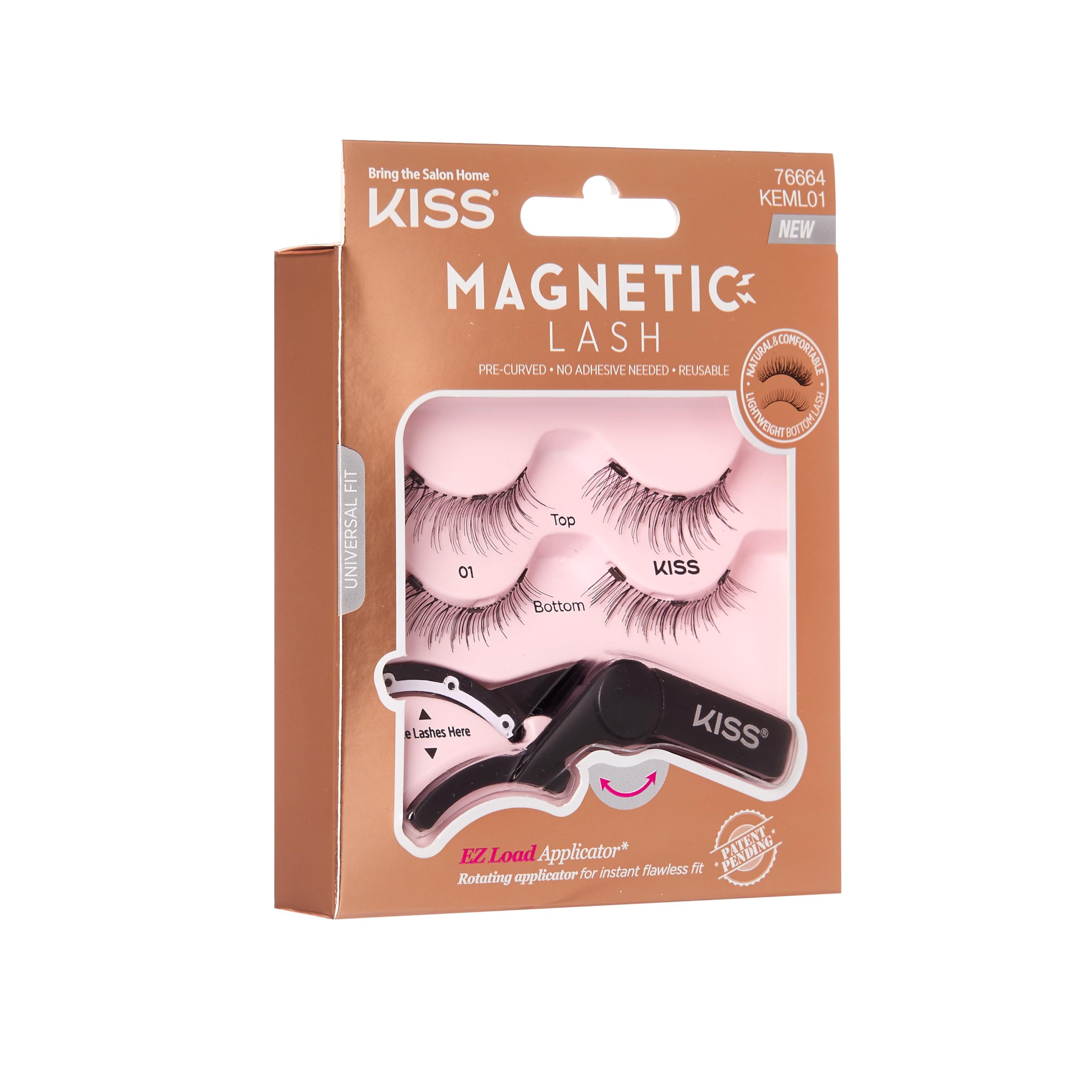 Kiss Magnetic Lash No.1 With Applicator, (1 Pack)