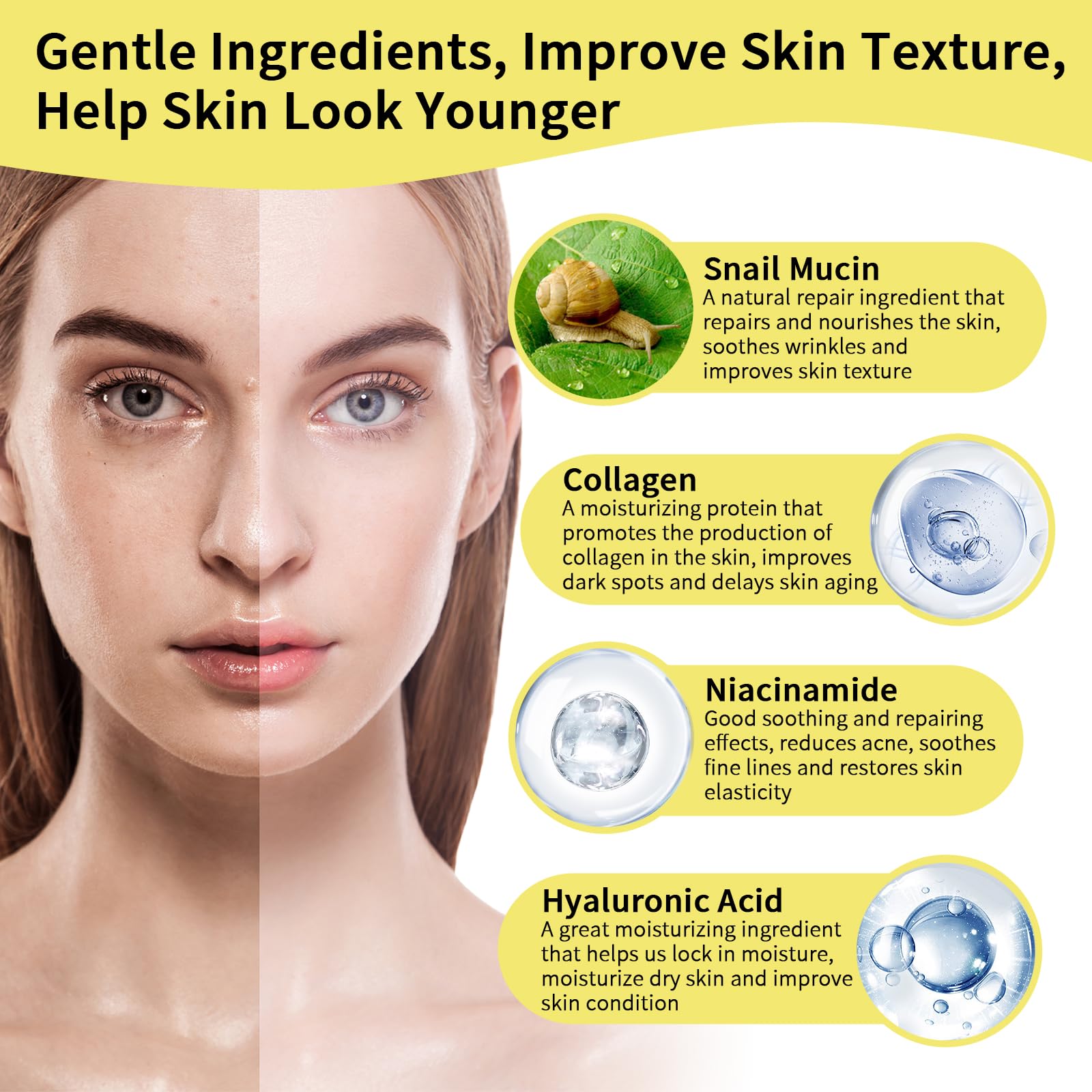 Advanced Snail Mucin Skincare Set For Teen Girls, Anti Wrinkle & Repair Face Skin Care Gift Set With Face Cleanser, Serum, Face Cream, Eye Cream, 4 PCS Peptides Snail Mucin Kit Travel Size For Women.