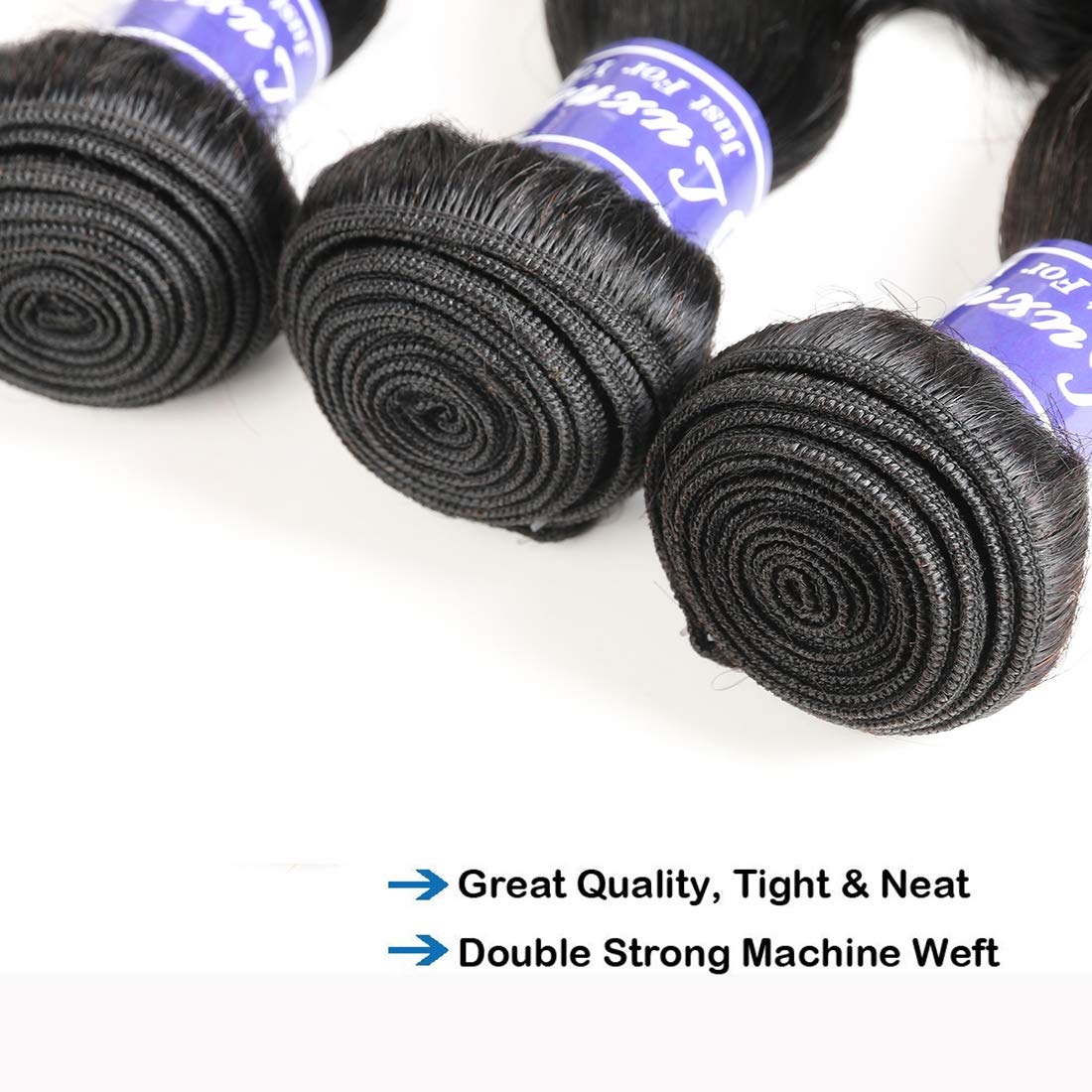 Luxnovolex Brazilian Hair Bundles Body Wave Unprocessed 100% Human Hair Bundles Brazilian Virgin Short Human Hair Extensions 300g (8 10 12)