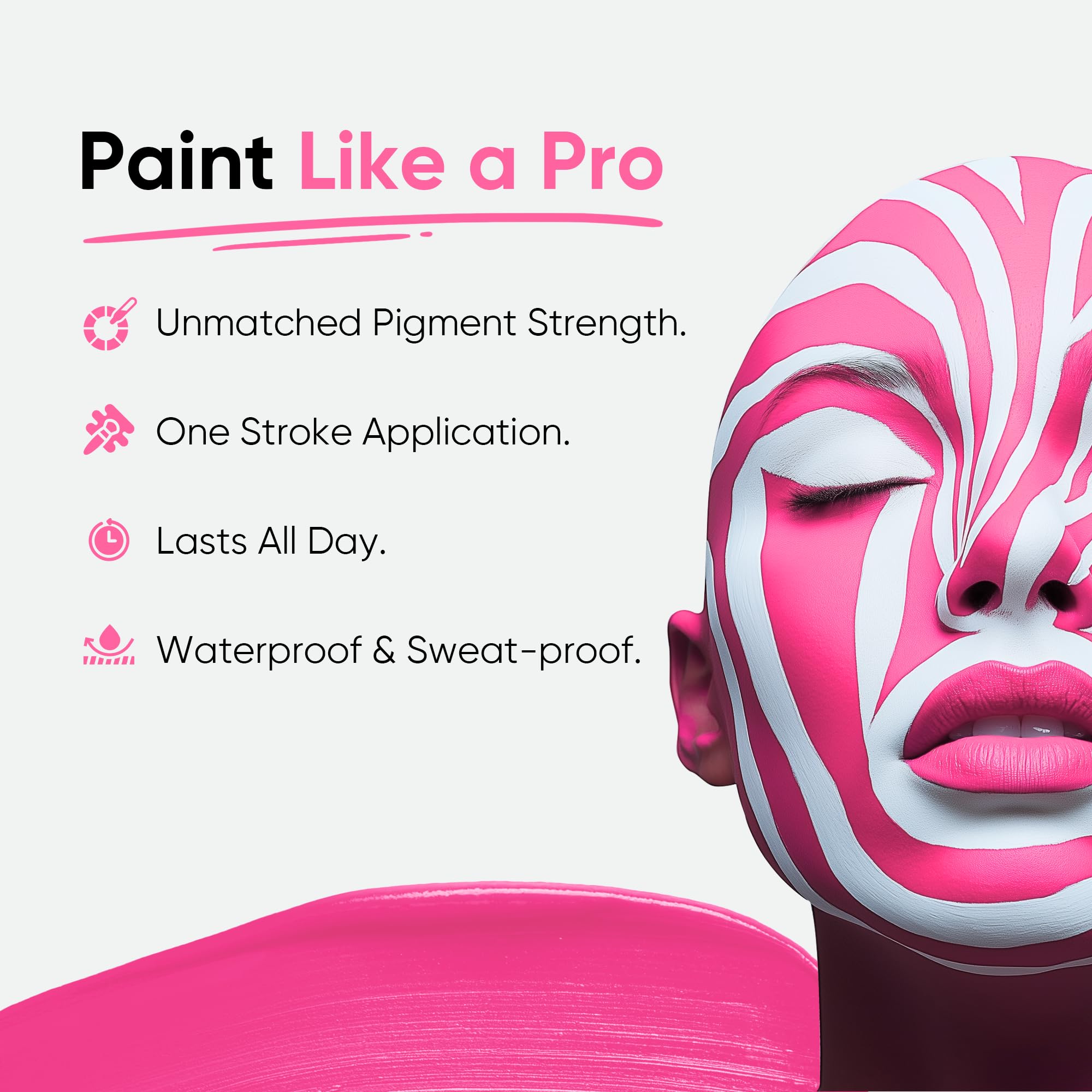 Blue Squid PRO Pink Face Paint Stick - Waterproof Body Paint For Adults & Kids Eye Black Baseball, Eyeblack Softball - Vegan Hypoallergenic Twist-Up Non-Toxic Makeup Stick - Cosplay, Sports & SFX