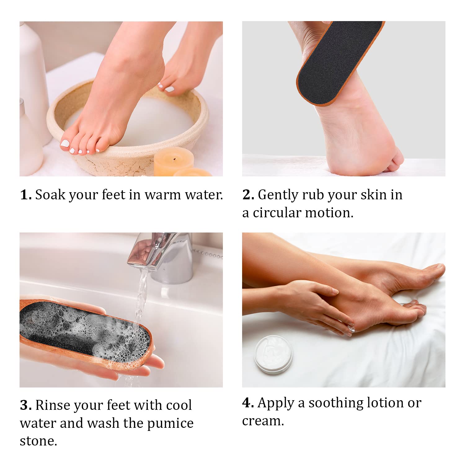 Pumice Stone Foot Scrubber - Pedicure Foot File with Handle for Dry Dead Skin - Callus Remover for Feet - Foot Scraper - Exfoliating Brush for Heels, Elbows, Hands