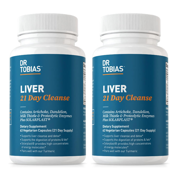 Dr. Tobias Liver 21 Day Cleanse, Herbal Liver Detox Cleanse with Solarplast, Artichoke Extract, Milk Thistle, Dandelion Extract & Digestive Enzymes, 63 Vegetable Capsules, 3 Daily, Pack of 2