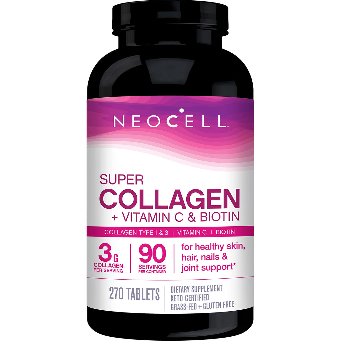 NeoCell Super Collagen With Vitamin C and Biotin, Skin, Hair and Nails Supplement, Includes Antioxidants, Tablet, 270 Count, 1 Bottle