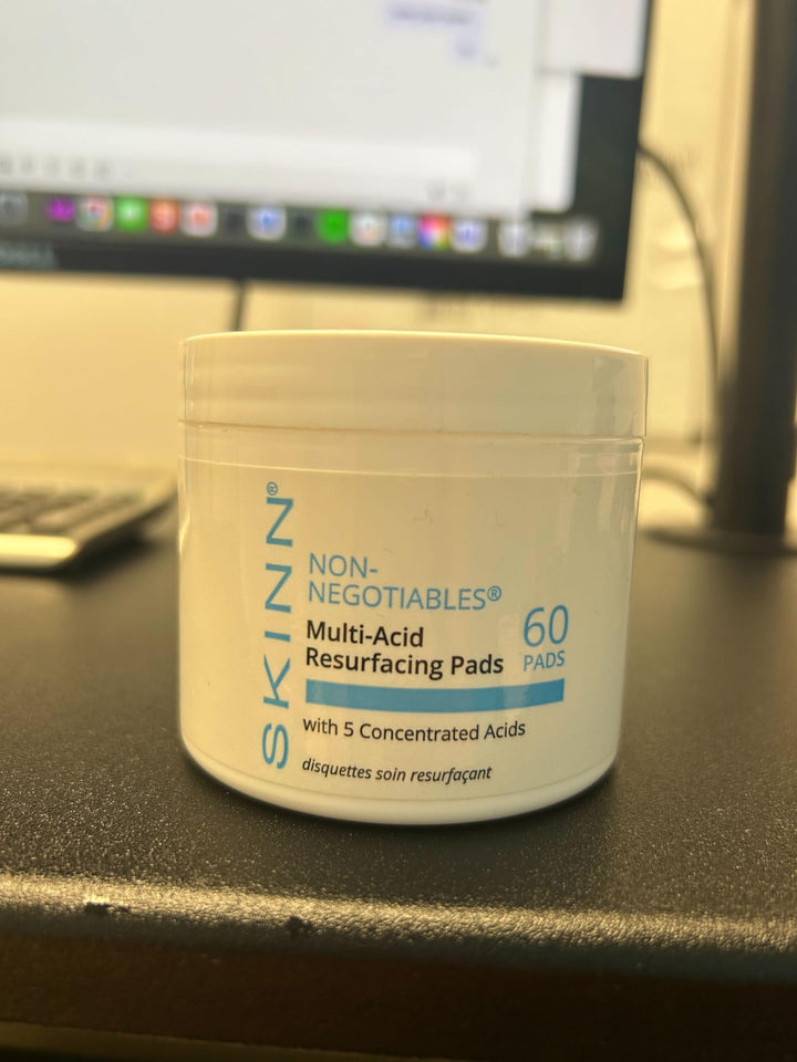 SKINN Multi-Acid Resurfacing Pads, with Glycolic, Lactic & Salicylic Acid, 60 Pads - Witch Hazel Chemical Peel for Face, Neck & Decollete Exfoliates, Brightens & Tones Skin, for Fine Lines & Wrinkles