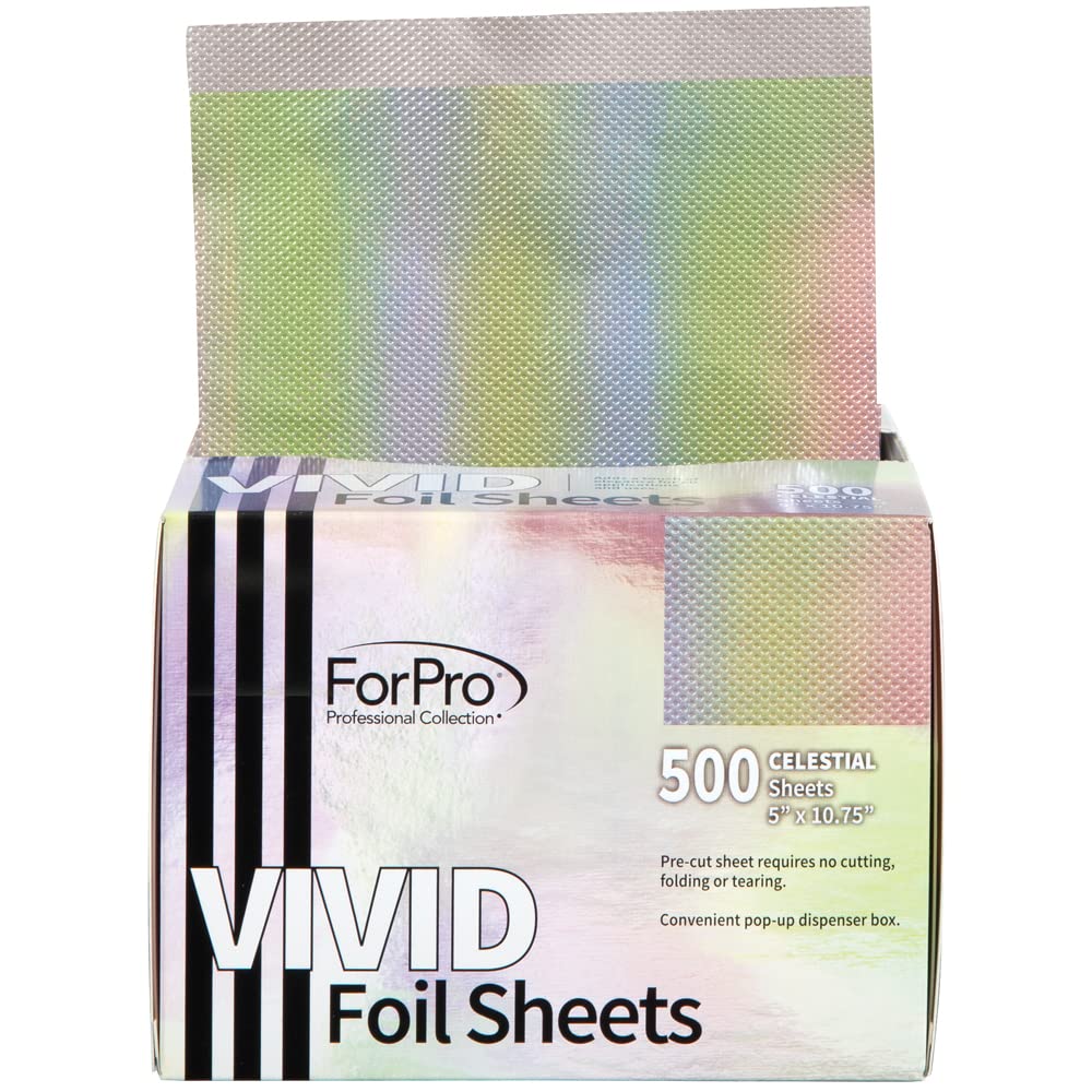 ForPro Vivid Celestial Embossed Foil Sheets, Aluminum Foil, Pop-Up Foil Dispenser, Hair Foils for Color Application and Highlighting Services, Food Safe, 5ââ‚¬Â W x 10.75ââ‚¬Â L, 500-Count