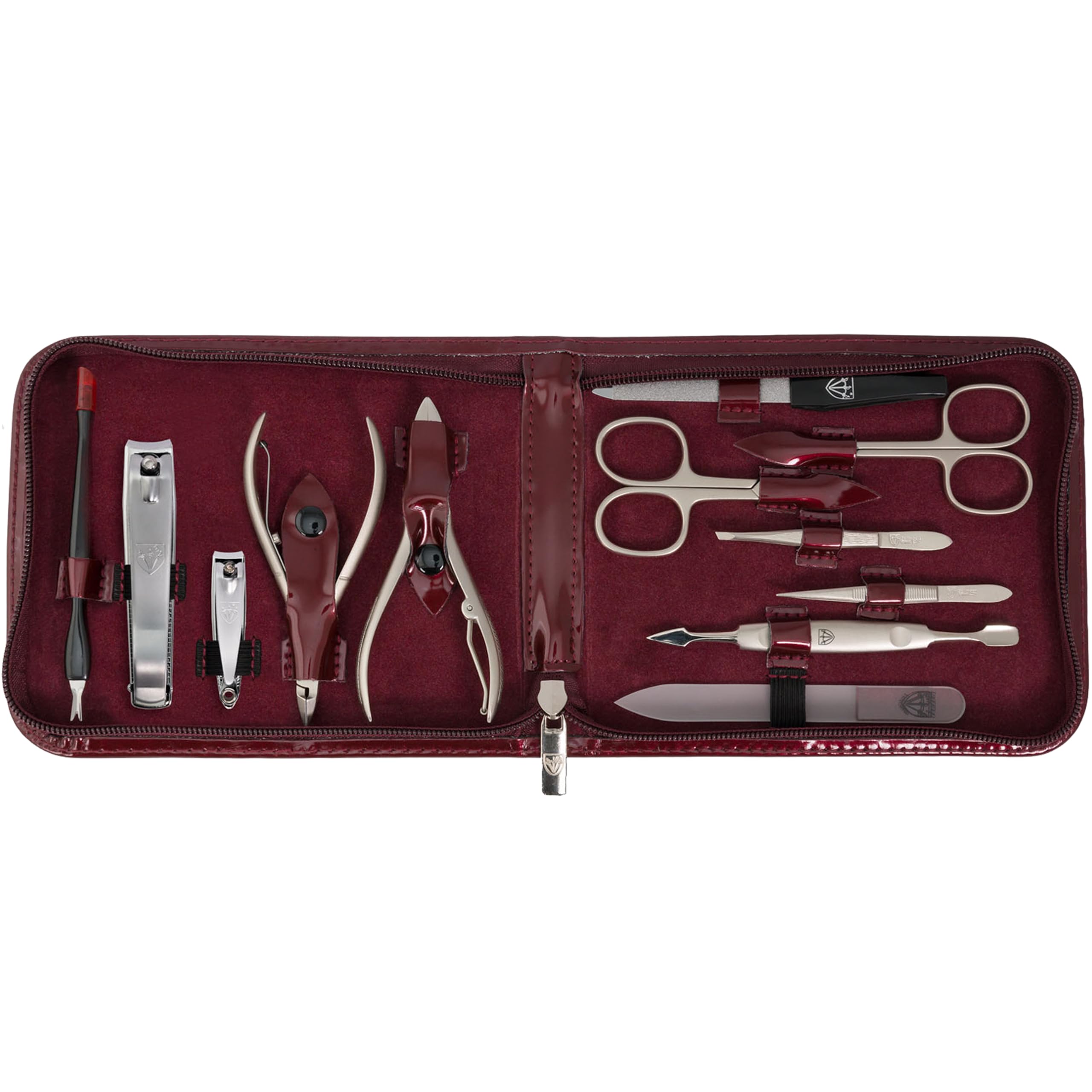 THREE SWORDS - Exclusive 12-Piece MANICURE - PEDICURE - GROOMING - NAIL CARE set / kit / case - Made in Solingen / Germany (000750)