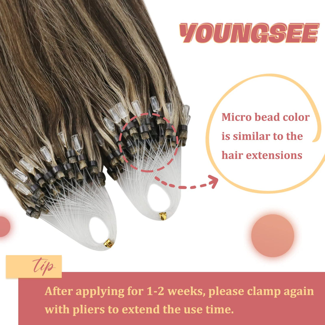 16, Dark Brown With Caramel Blonde: Youngsee Remy Human Hair Micro Loop Real Hair Extensions Dark Brown Mixed With Caramel Blonde Silkly Straight Micro Ring Link Human Hair Ex