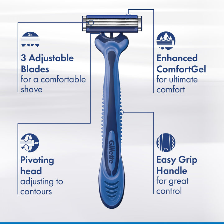 Gillette Sensor3 Comfort Men's Disposable Razors, 12 Razors