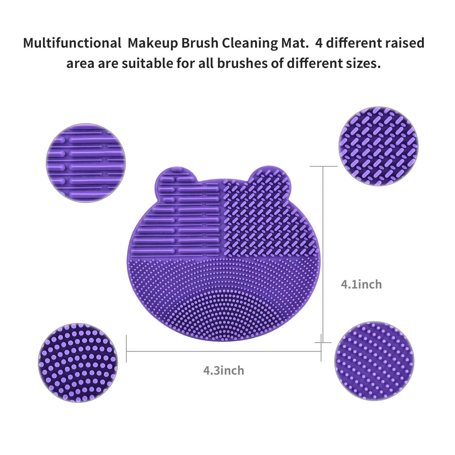 Silicon Makeup Brush Cleaning Mat with Brushes Drying Holder Portable Bear Shaped Cosmetic Brush Cleaner Pad+ Makeup Brush Dry Cleaned Quick Color Removal Sponge Scrubber Tool (Blue)