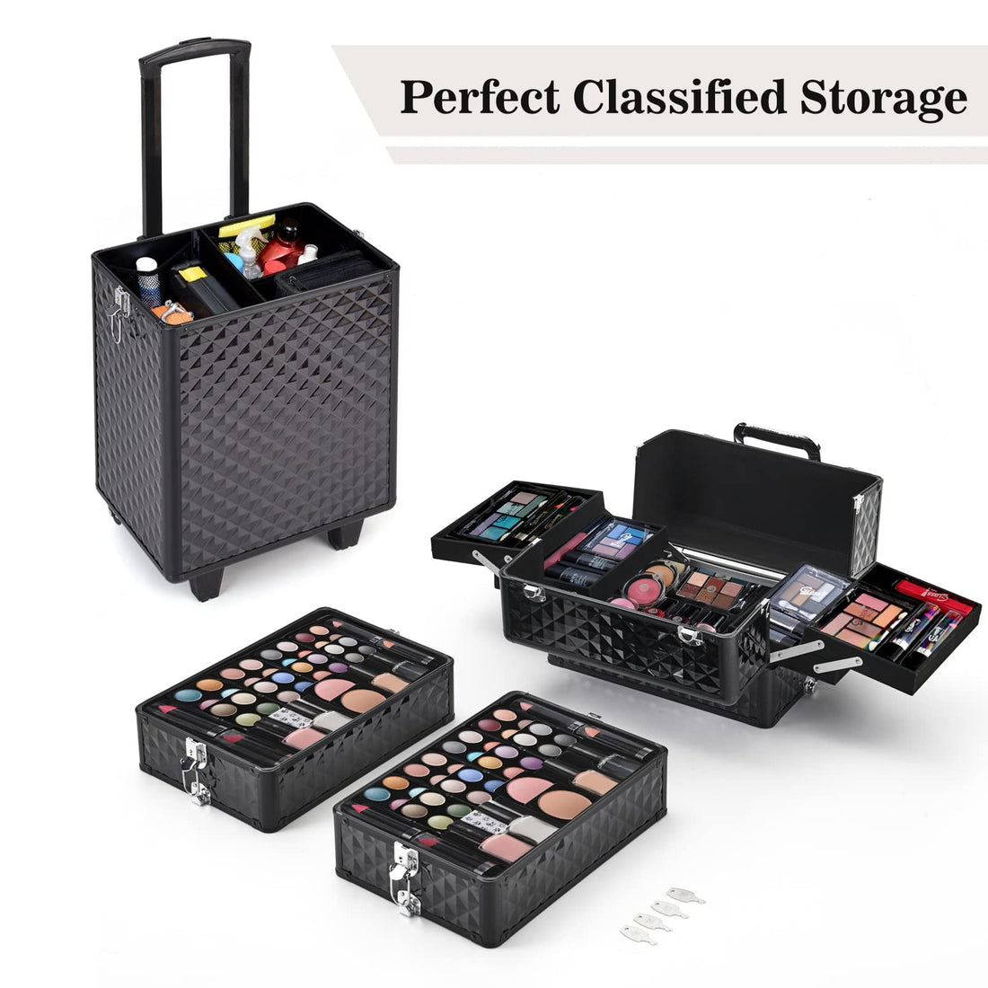 WarmieHomy Makeup Train Case Diamond Black