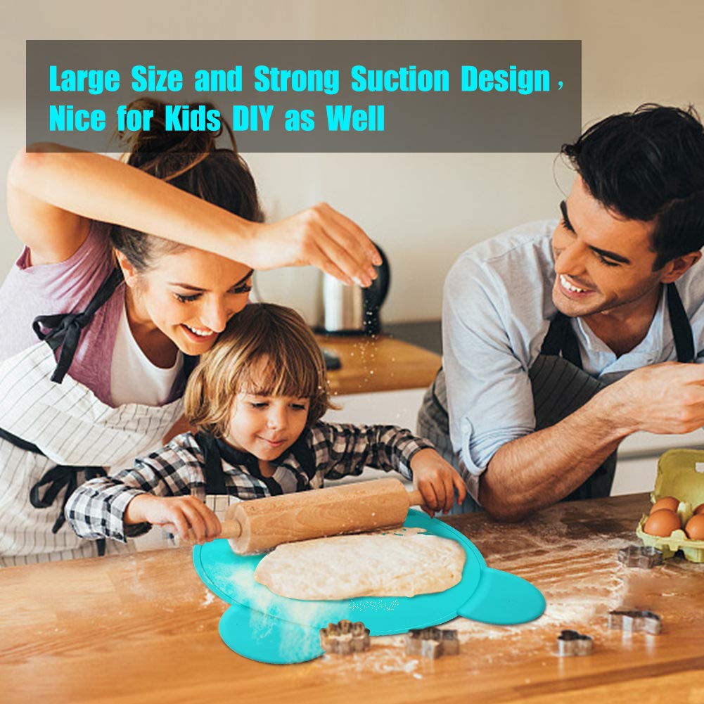 Silicone Baby Placemat Suction - Kids Placemats with Strong Suction Food Catching Placemat Silicone Placemats for Kids Babies Toddlers Tiny Diner Placemat Roll Up Non Slip Washable Baby Restaurant Mat
