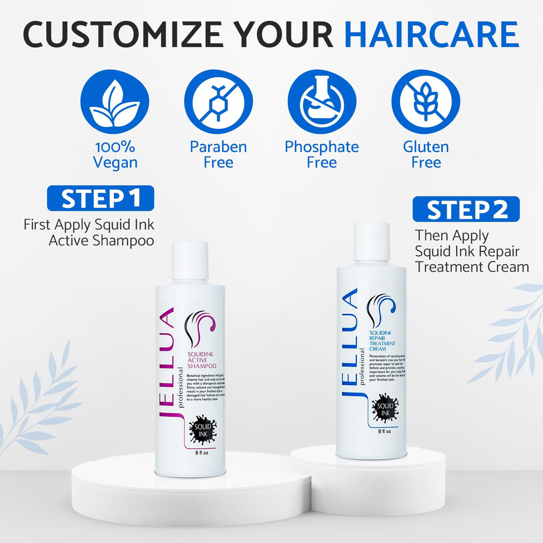 Jellua Squidink Active Shampoo and Repair Treatment Cream 8.0 Oz Duo