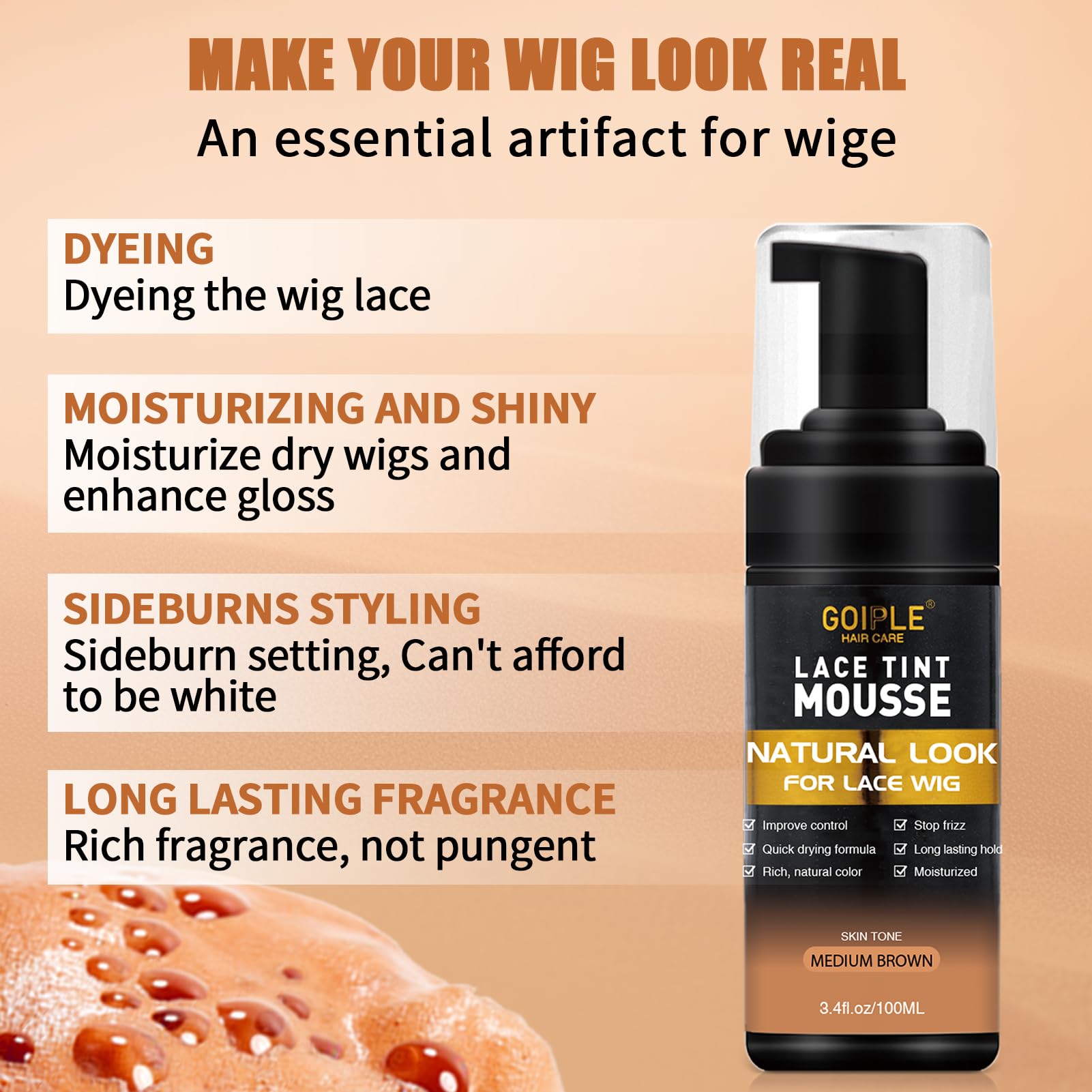 Wig Milk Spray for Synthetic Hair, Leave-in Conditioner Spray Conditioner & Detangler Moisturize Spray, Wig Glue Lace Glue for Lace Front Wigs Strong Hold Lace Adhesive Wig Accessory Essentials Kit