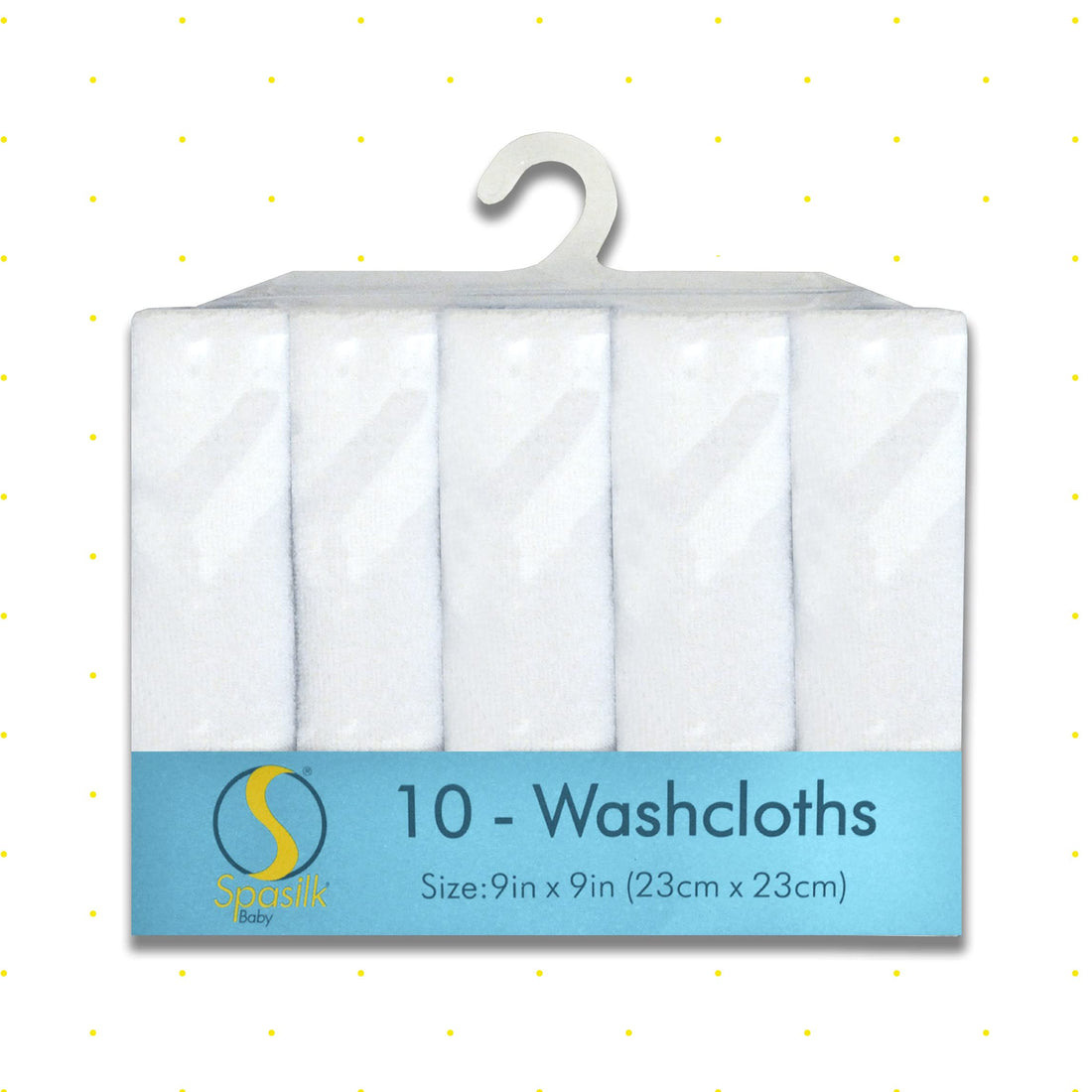 Spasilk Washcloth Wipes Set for Newborn Boys and Girls, Soft Terry Washcloth Set, Pack of 10, White, (010-WTE)