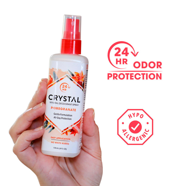 Crystal Body Deodorant Mineral Deodorant Body Spray Pomegranate 4 oz AD