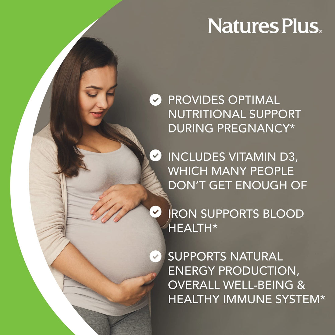 Natures Plus Ultra Prenatal Multivitamin - 800 mcg Folate, 180 Vegetarian Tablets - Prenatal Supplement with Iron, Iodine, Calcium & B-Complex Vitamins - Gluten-Free - 90 Servings