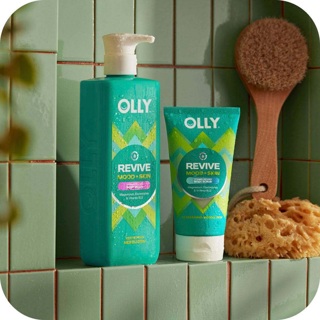 OLLY Revive Body Scrub with Magnesium, Electrolytes & Vitamin B12– Nourishing Cleanser for Skin Exfoliation, Barrier Repair, Refreshing Nerolidew Scent, 6 oz