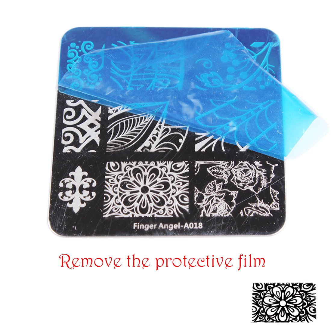 Finger Angel 20 Pcs Different Design Nail Art Stamping Plates + 1 Pcs Square Green Rubber Stamper DIY Nail Art Image Stamp Plates Manicure Template Nail Art Tools