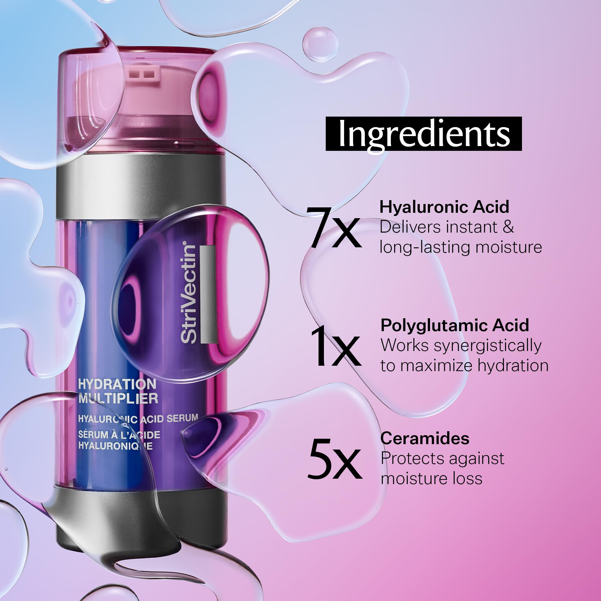 StriVectin Multi Action Hydration Multiplier Serum with Hyaluronic Acid, Ceramides and Peptides for Dehydrated, Dry Skin
