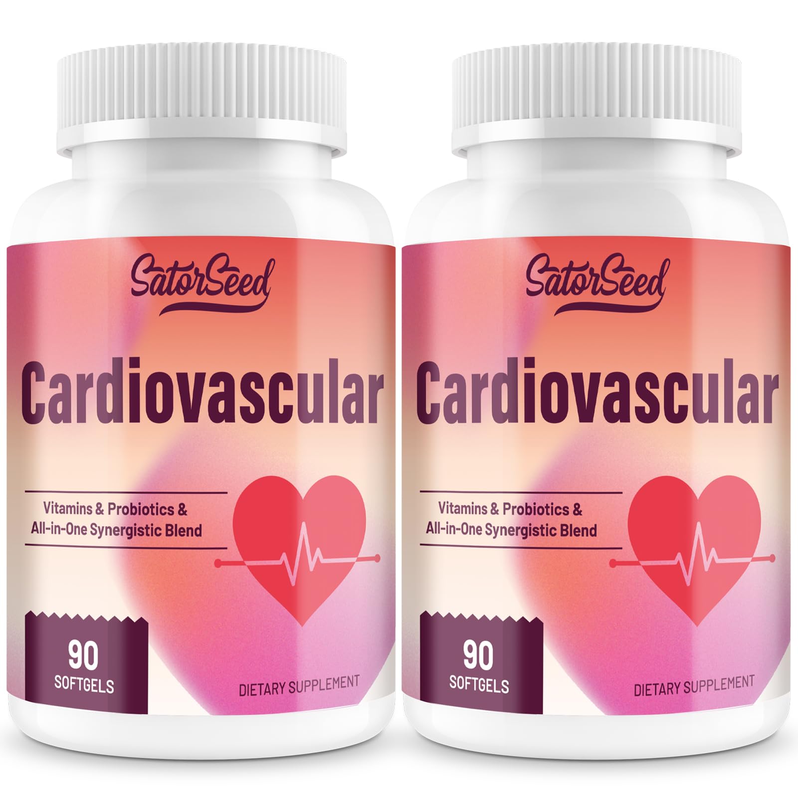 SatorSeed Cardiovascular Supplement 3000MG Multi-Vitamins, Probiotics, Omega-3 & CoQ10 Synergistic Blend for Adults (2 Bottle)