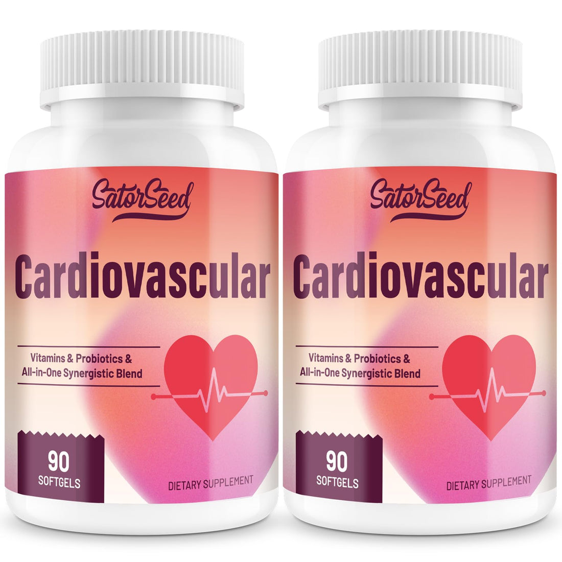 SatorSeed Cardiovascular Supplement 3000MG Multi-Vitamins, Probiotics, Omega-3 & CoQ10 Synergistic Blend for Adults (2 Bottle)