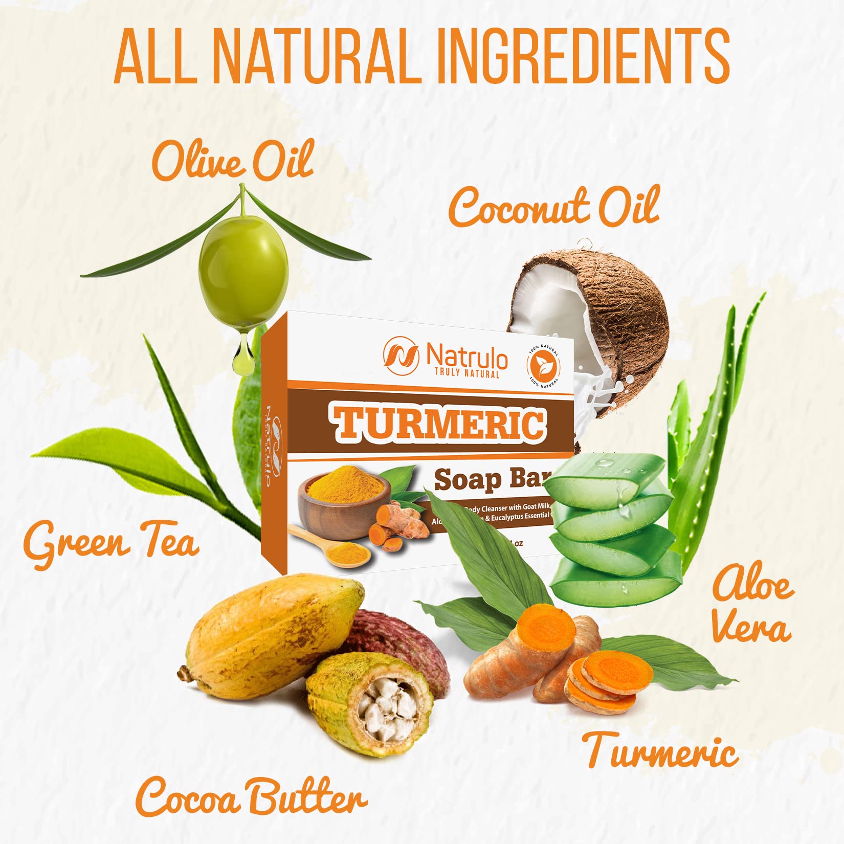 Natural Turmeric Soap Bar for Face & Body – Turmeric Skin Soap Wash for Dark Spots, Intimate Areas, Underarms – Turmeric Face Soap Reduces Acne, Fades Scars & Cleanses Skin