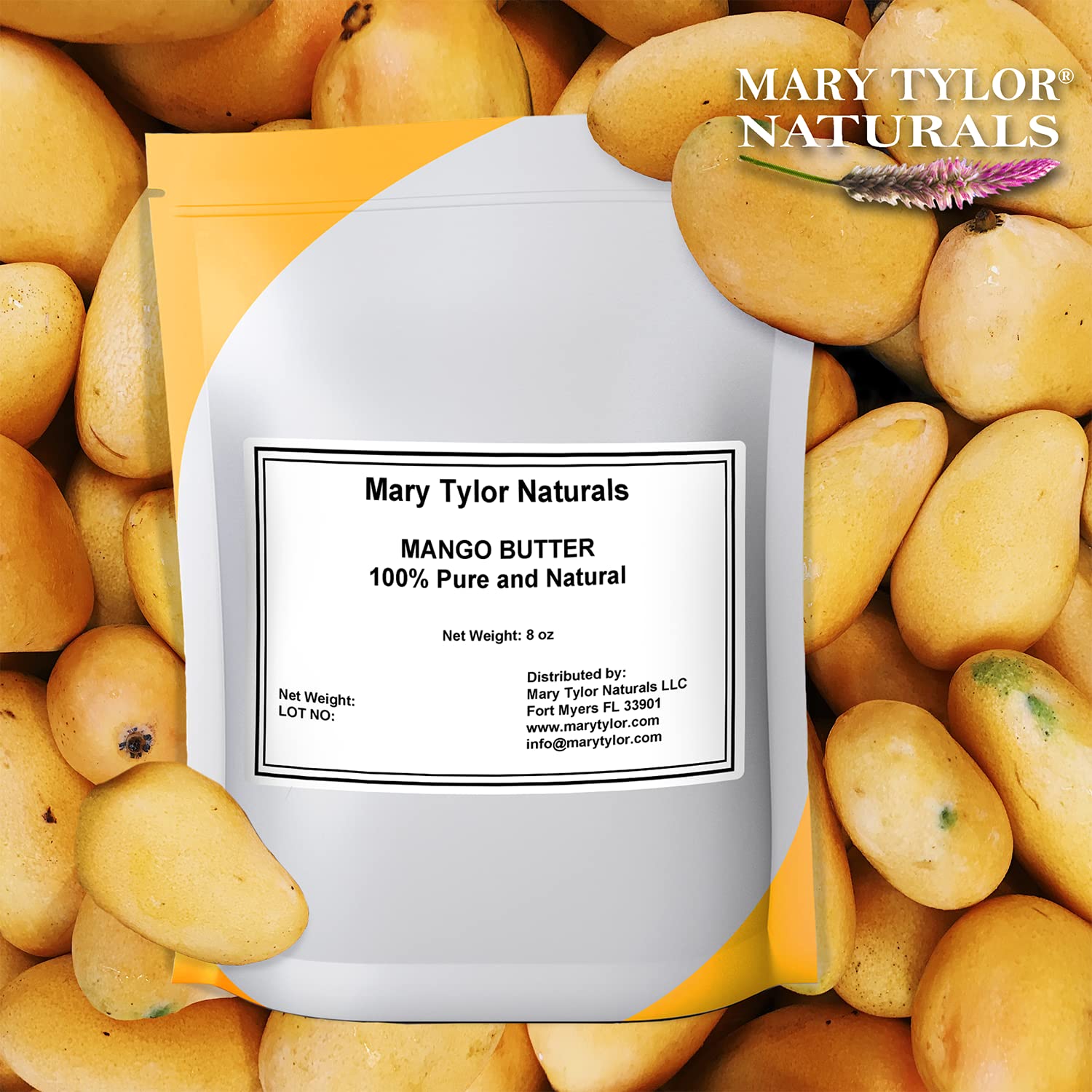Mary Tylor Naturals Mango Butter 8 oz Cold Pressed, Unrefined,Raw Pure Mango Butter — Can be used for hair, skin and nails