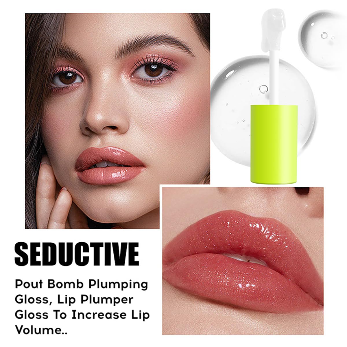 FYEBOO Hydrating Lip Oil, Big Brush Head Lip Glaze Shiny Transparent Lip Glow Oil, Nourishing & Non-sticky Long Lasting Fresh Clear Smooth Lip Care Plumping Lip Oil (Set A)