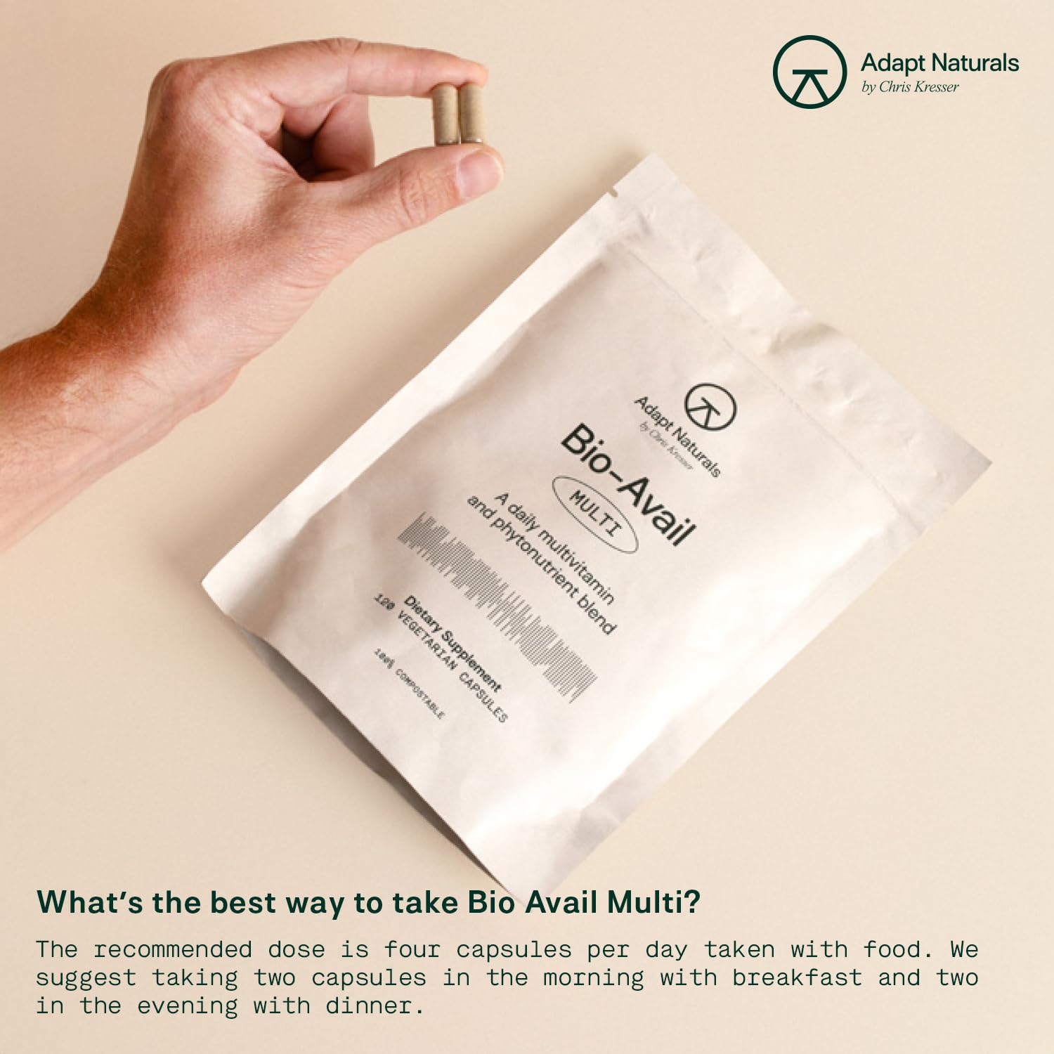 Adapt Naturals Multivitamin for Women & Men, Bioavailable Easy-to-Absorb Multivitamin Daily Supplement with Biotin, Niacin, Vitamin A, B, C, D, E, K1, Zinc, Magnesium | Immune Support - 30 Days Supply