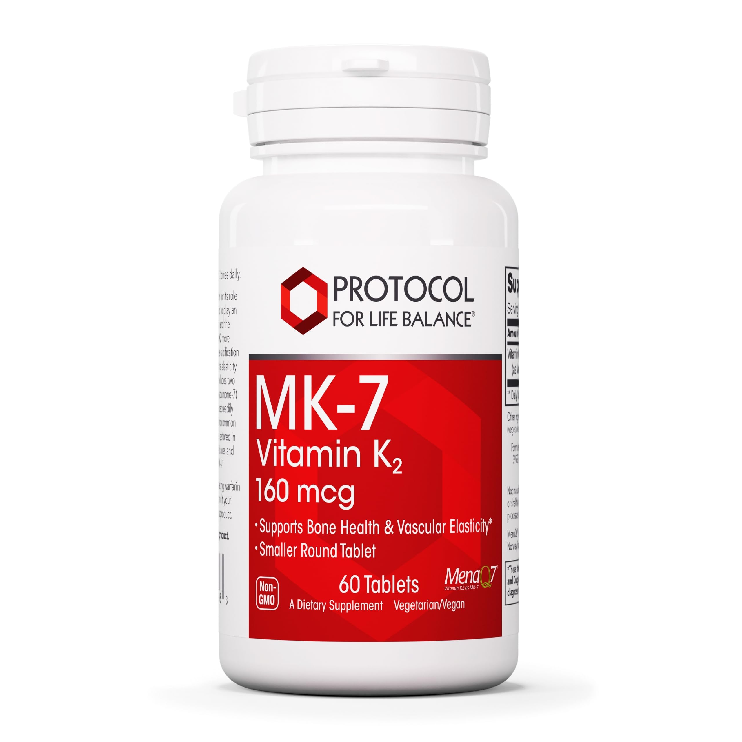PROTOCOL FOR LIFE BALANCE MK-7 Vitamin K2 160mcg - VIT K Supplement - MK-7 Vitamin K2 Life Balance - Support Bone Health & Vascular Elasticity - Non-GMO & Vegan - 60 Tablets