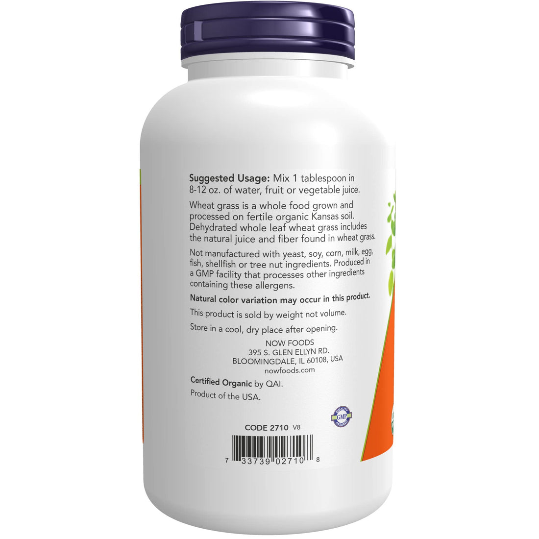 NOW Foods Supplements, Certified Organic and Non-GMO, Wheat Grass Powder, Green Superfood, 9-Ounce