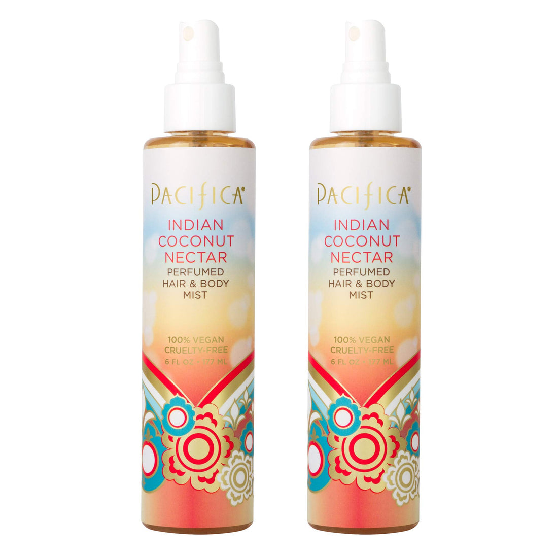 Pacifica Beauty Indian Coconut Nectar All Natural Hair and Body Mist Spray, 100% Vegan, Cruelty, Phthalate & Paraben Free, Clean Fragrance, 12 Fl Oz, Pack of 2