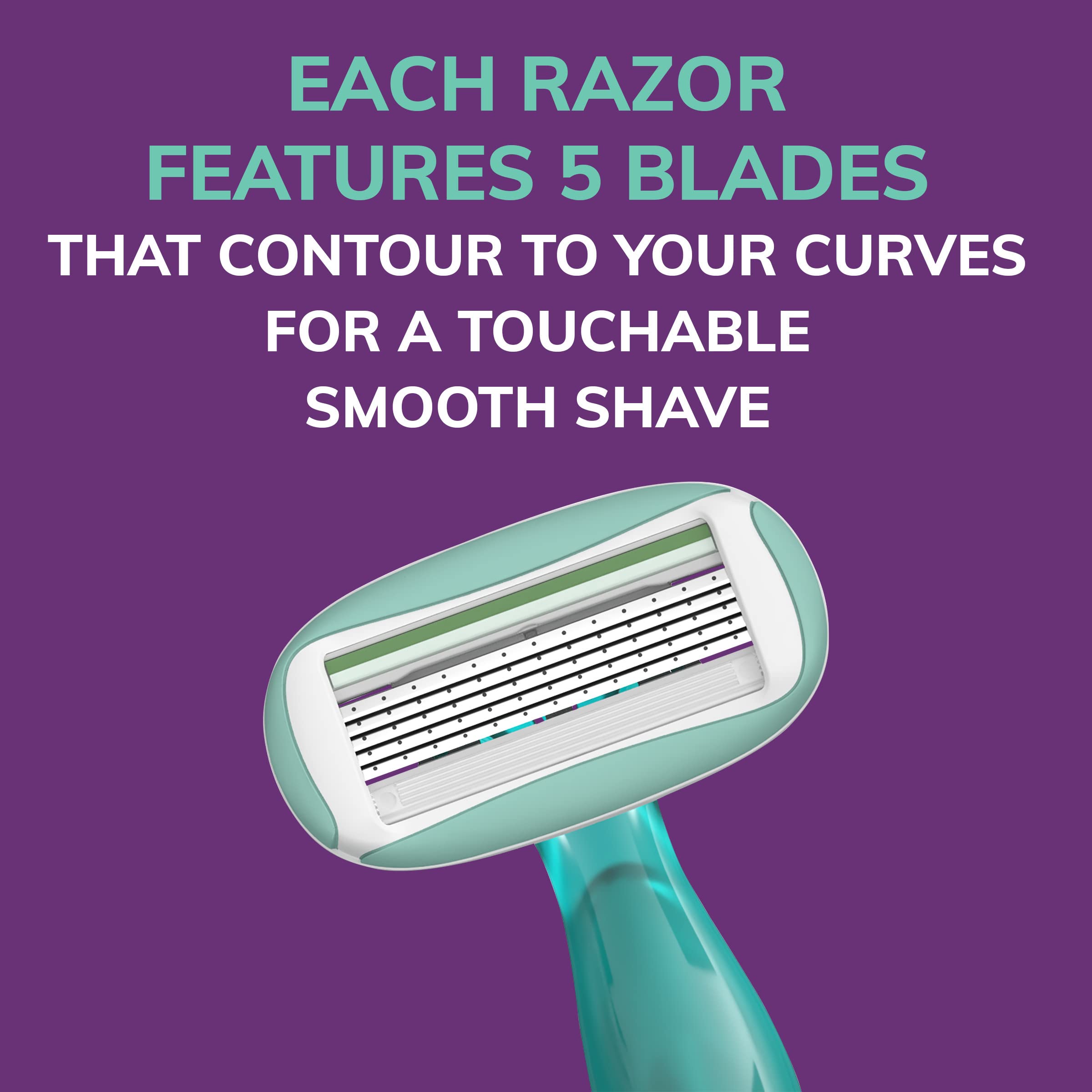 Soleil Sensitive Advanced Women's Disposable Razor, Five Blade, 2 Count, for a Flawlessy Smooth Shave