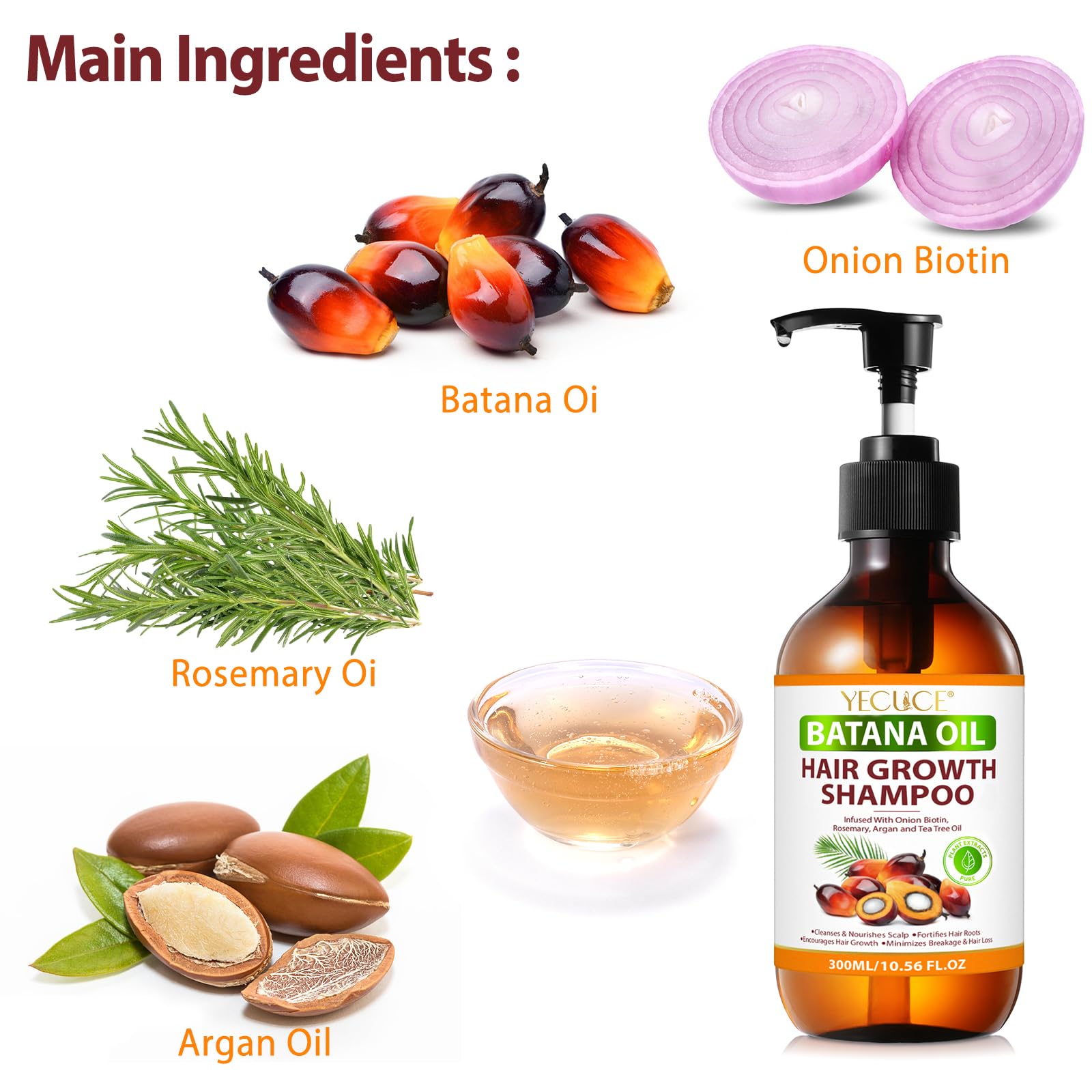 Batana Oil Shampoo, Organic Batana Oil with Onion Shampoo for Men and Women Daily Hair Care,for Thinning Hair & Hair Loss, for Curly Hair & Straight hair