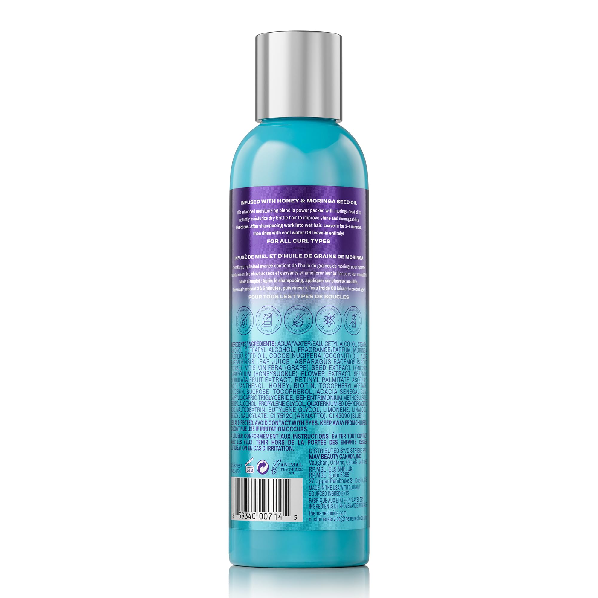 The Mane Choice Tropical Moringa Sweet Oil & Honey Endless Moisture Rinse Out or Leave In Conditioner, Detangles, Softens & Nourishes Dry, Brittle Hair, Helps Reduce Breakage & Smooth Frizz, 8 Oz