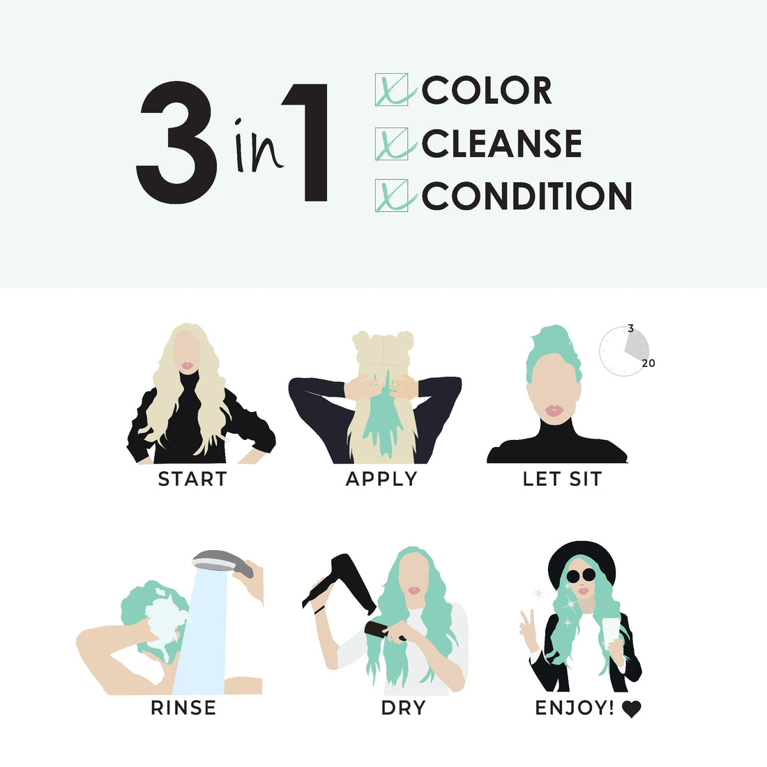 Keracolor Clenditioner Color Depositing Conditioner Colorwash - Instantly Infuse Color into Hair, 15 Colors | Cruelty Free : Mint