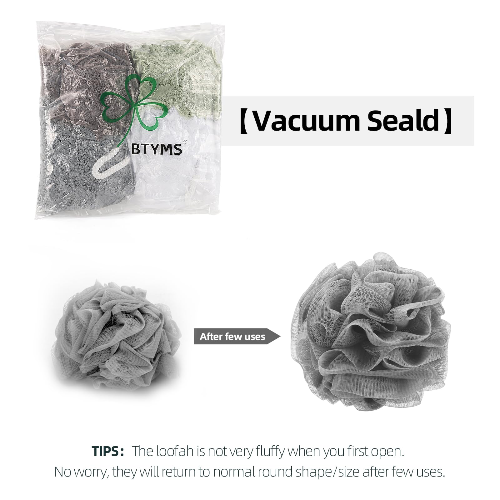 BTYMS Bath Sponge Shower Loofahs 60g Mesh Pouf Bath Scrunchies Body Wash Puff Shower Puff - Pack of 4