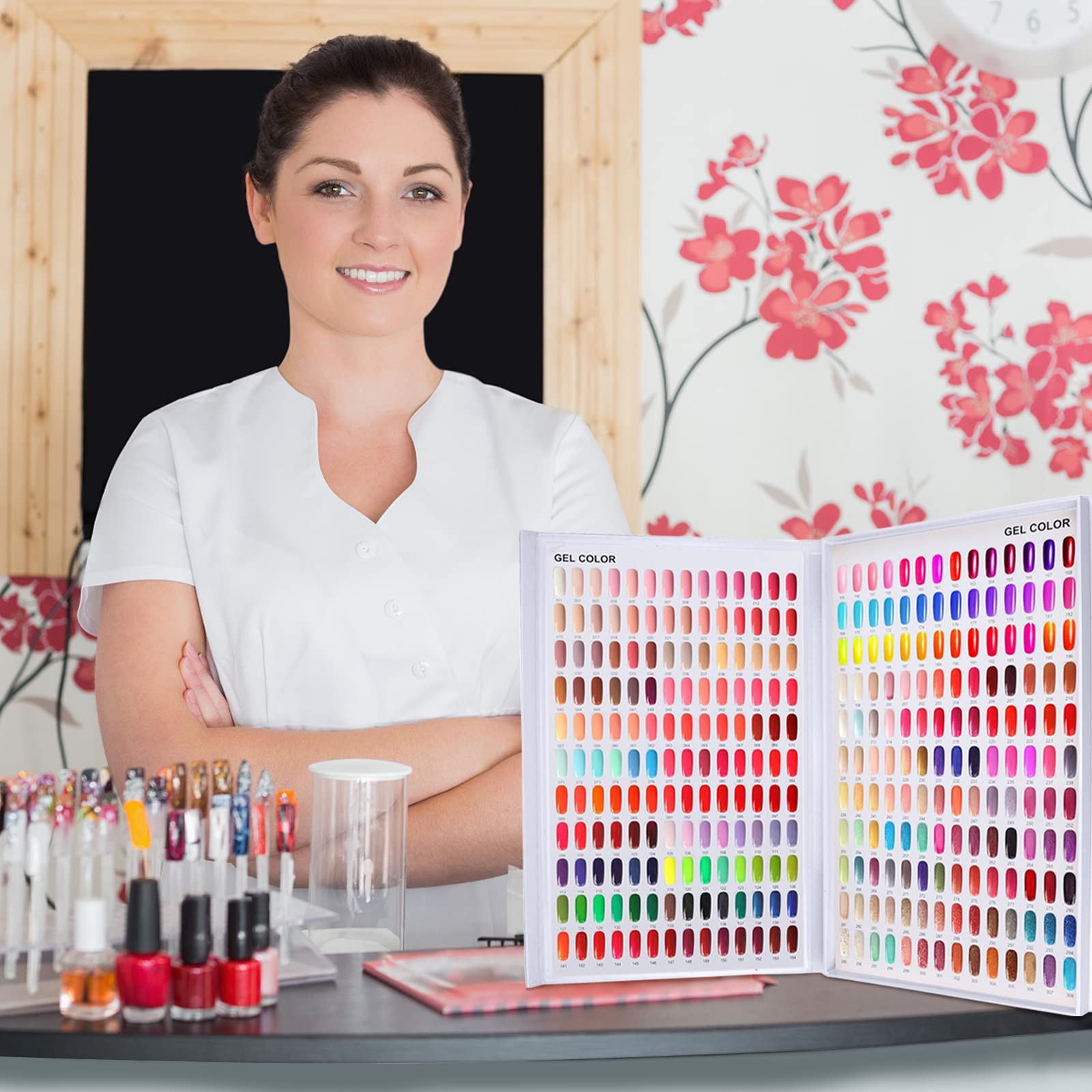 Nail Color Chart Display, Nail Gel Polish Display Nail Practice Design Board, Nail Swatch Book Display Nail Art for Nail Salons, DIY Nail Art at Home(308 Colors)