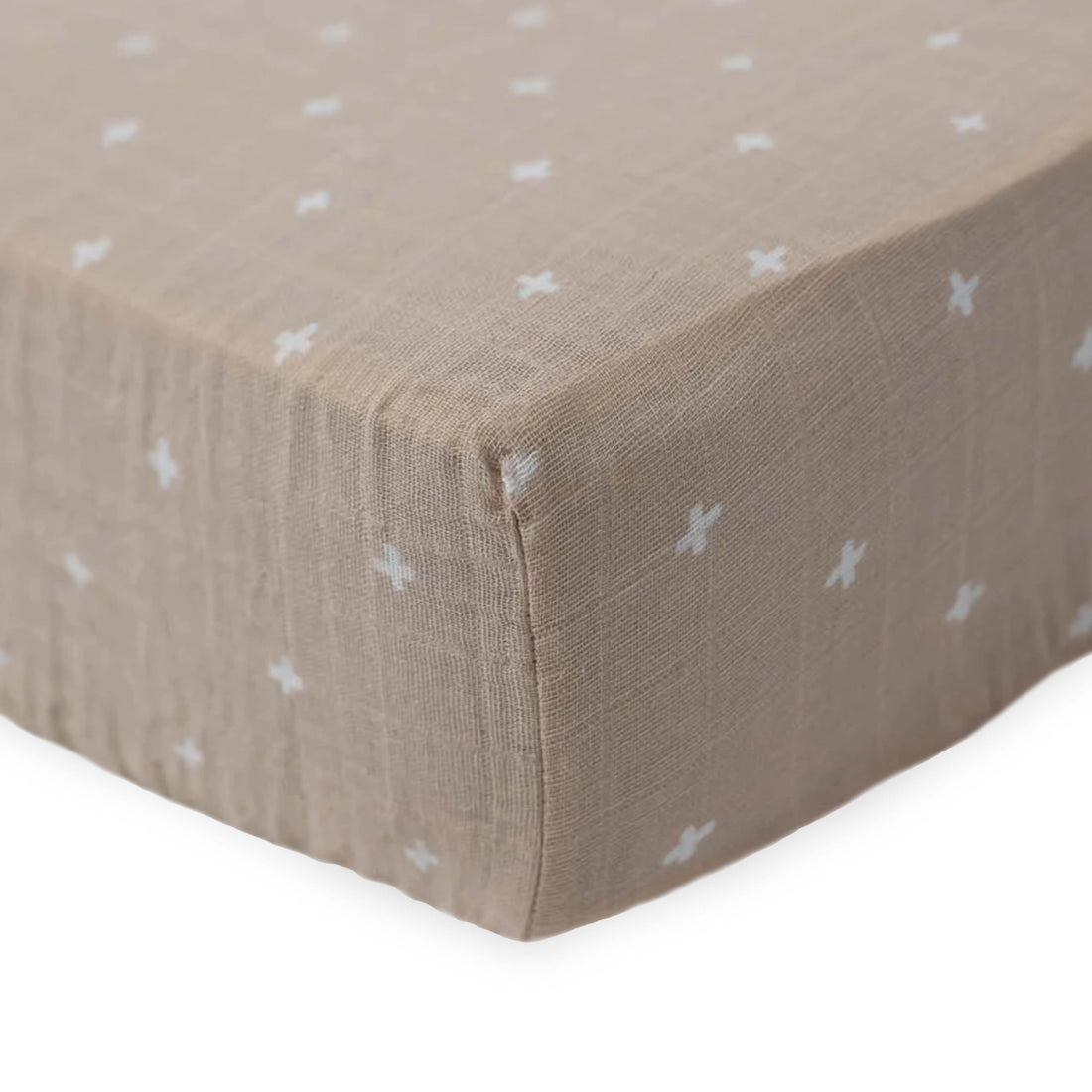 Little Unicorn Premium Crib Sheet | Breathable & Super-Soft Muslin Fabric (Taupe Cross)