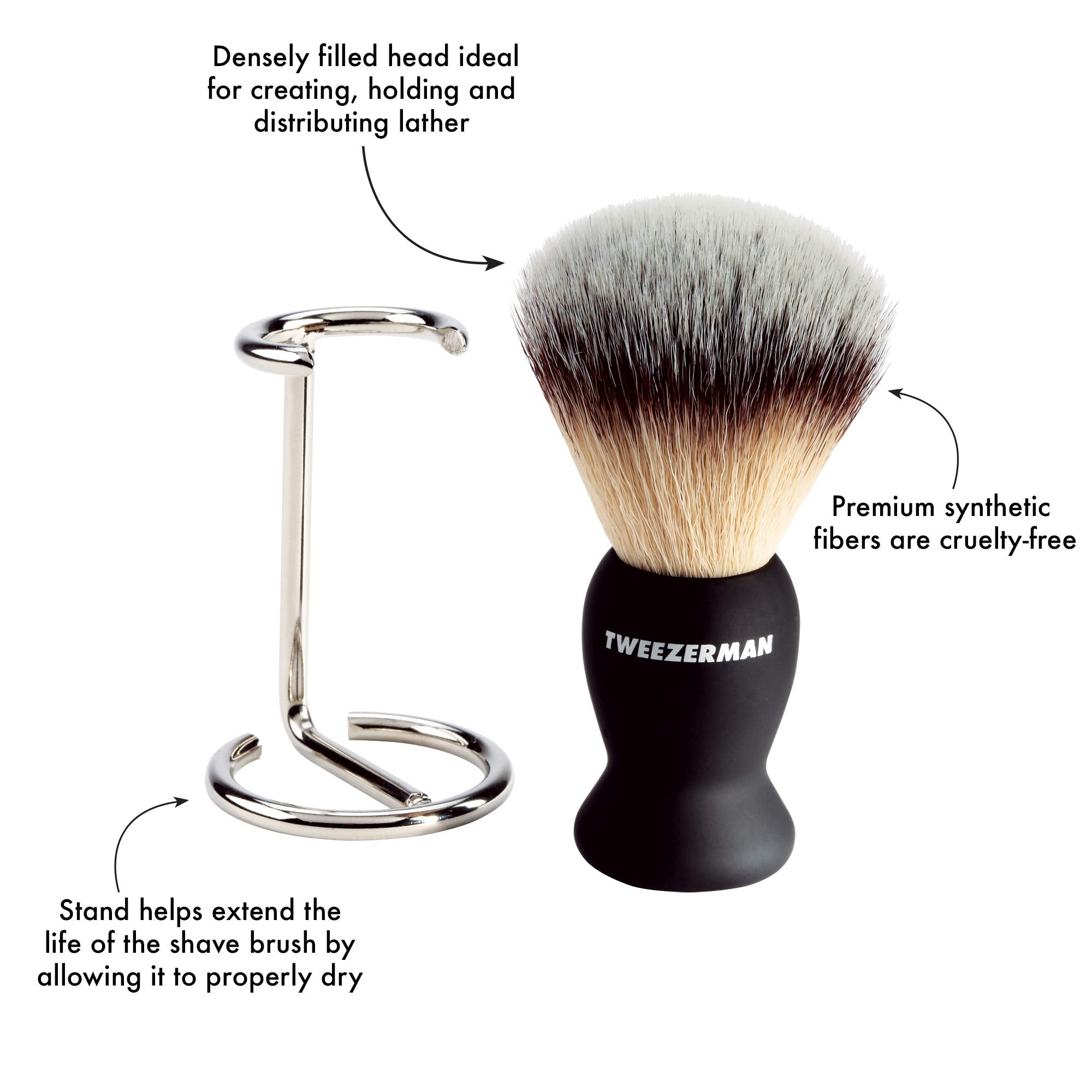 Tweezerman Shave Brush and Stand, 2.350 Ounce