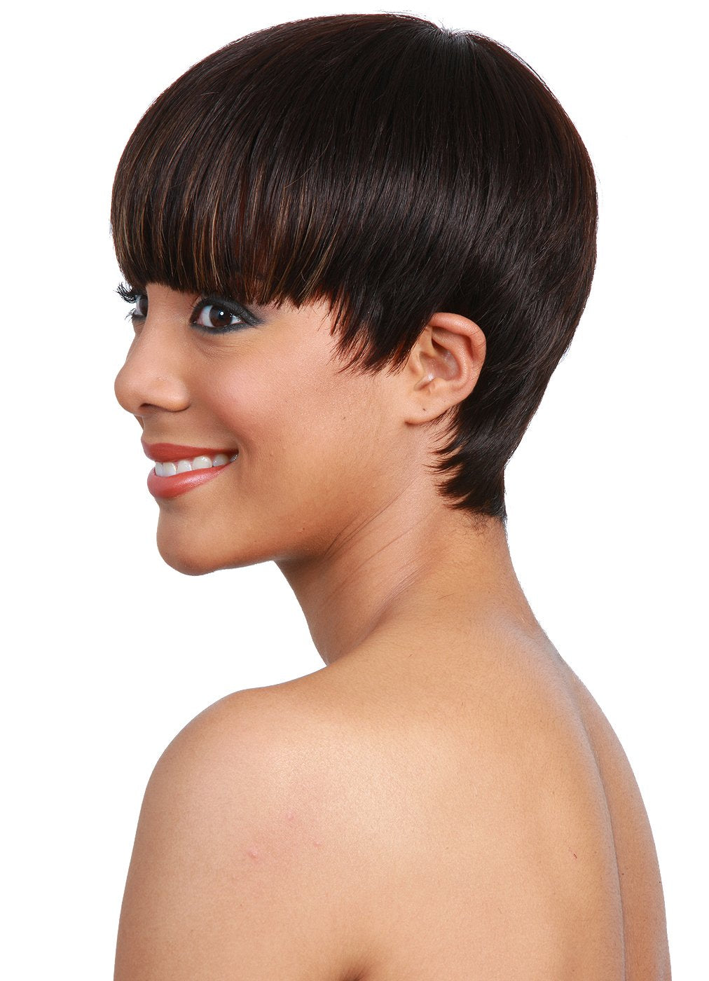 # 4 - Light Brown : BOBBI BOSS Human Hair Wig - MH1212 CUTIE (#4 - Medium Brown)