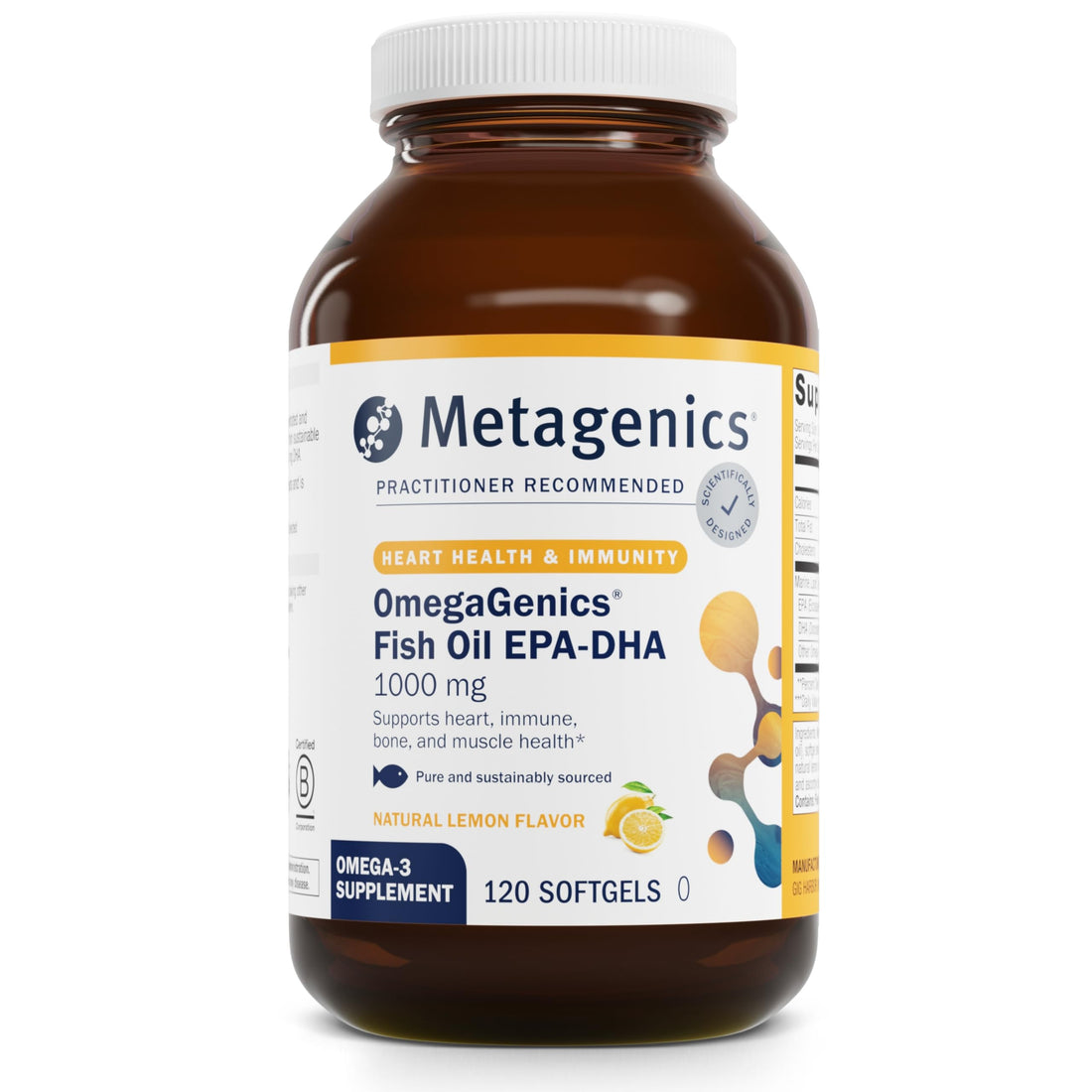Metagenics OmegaGenics Fish Oil EPA-DHA 1000 mg - Omega-3 Fish Oil Supplement - for Heart Health, Musculoskeletal Health & Immune System Health* - with DHA & EPA - 120 Softgels