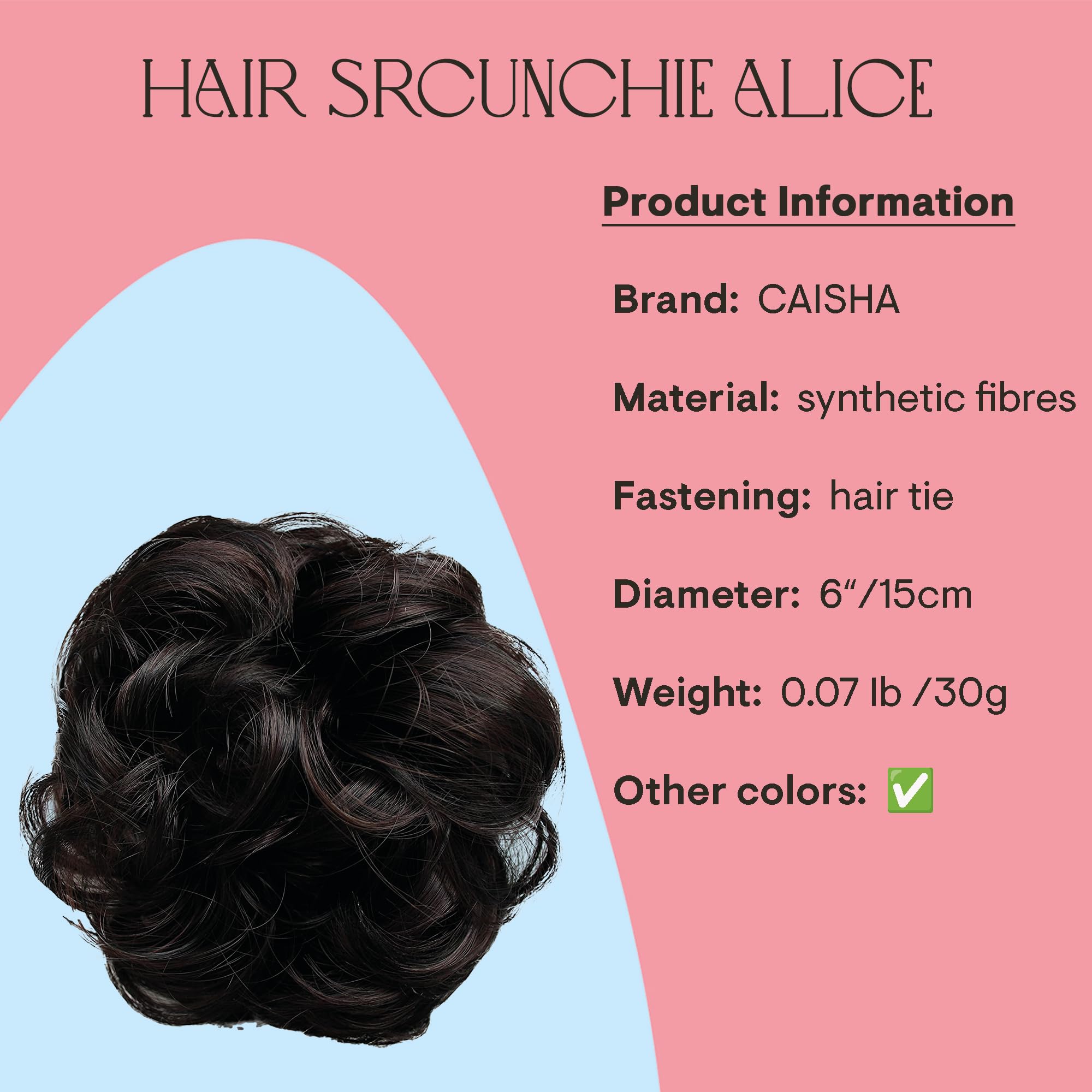 brown mix 1H32A : PRETTYSHOP Scrunchie Scrunchy Bun Up Do Hair piece Hair Ribbon Ponytail Extensions Wavy Curly or Messy darkest brown mix 1H32A