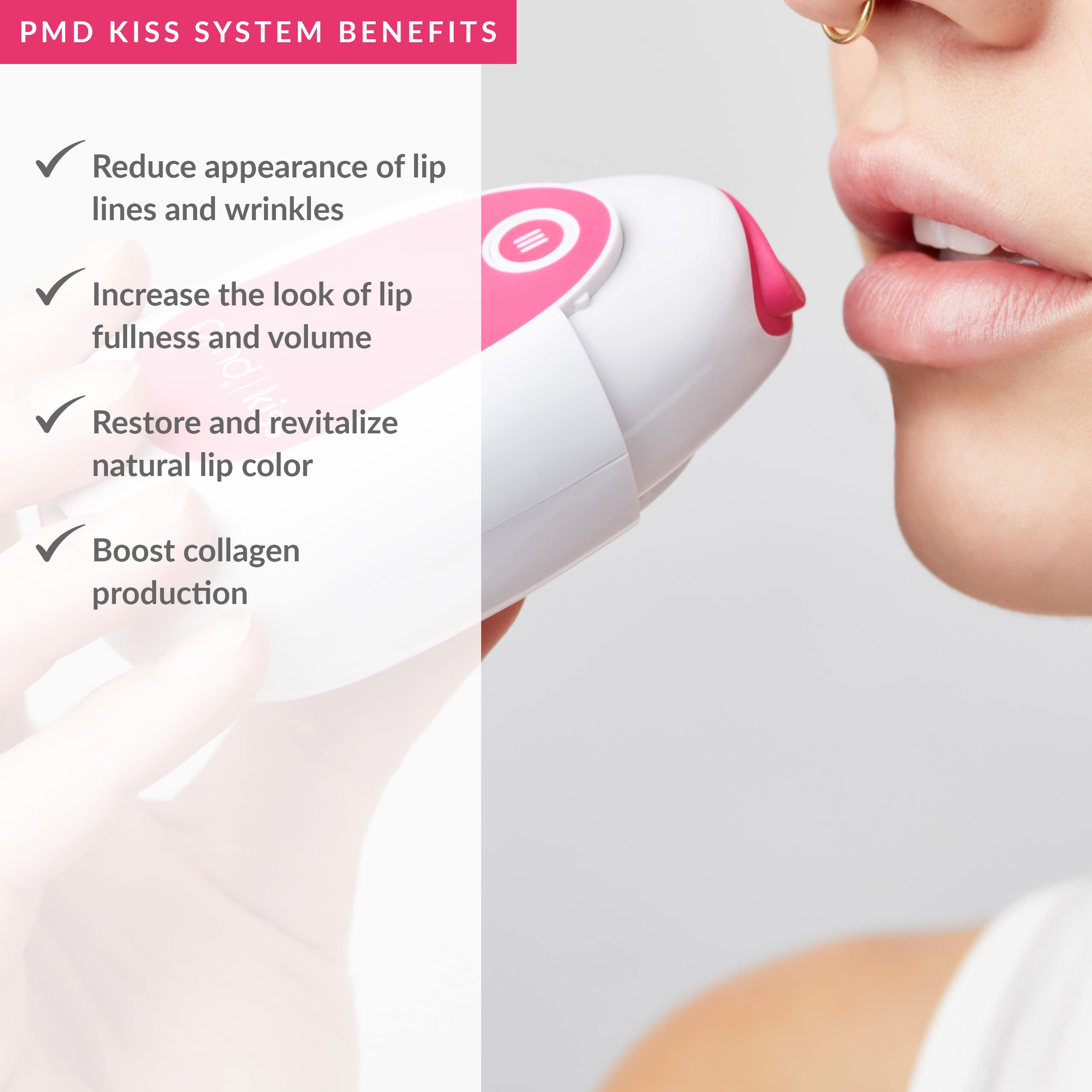 PMD Kiss Lip Plumping System - Smart Anti-Aging Lip Plumping Treatment - Pulsating Vacuum Technology for Fuller, More Youthful Lips