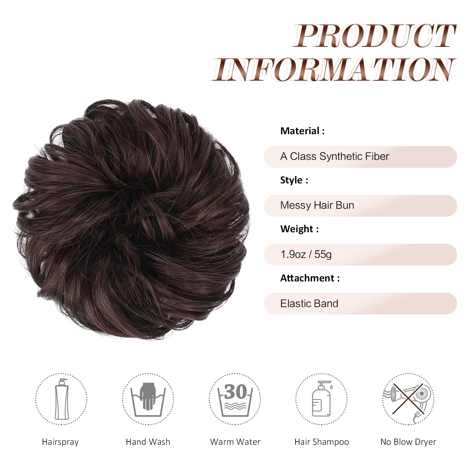 FESHFEN Hair Bun Extensions Messy Curly Hair Scrunchies Plus Size Hairpieces Synthetic Donut Updo Hair Pieces for Women Girls, 1.94oz