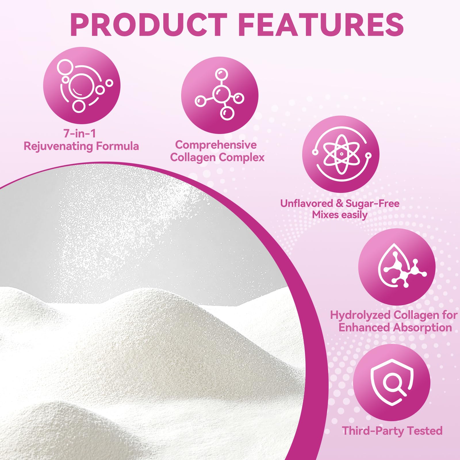 Mclovefy Multi Collagen Peptides Powder, 16 Oz - Protein Supplement, Type I, II, III, V, X with Hyaluronic Acid, Vitamin C and Biotin, Unflavored, Easily Mixes in Drinks(Packaging May Vary)