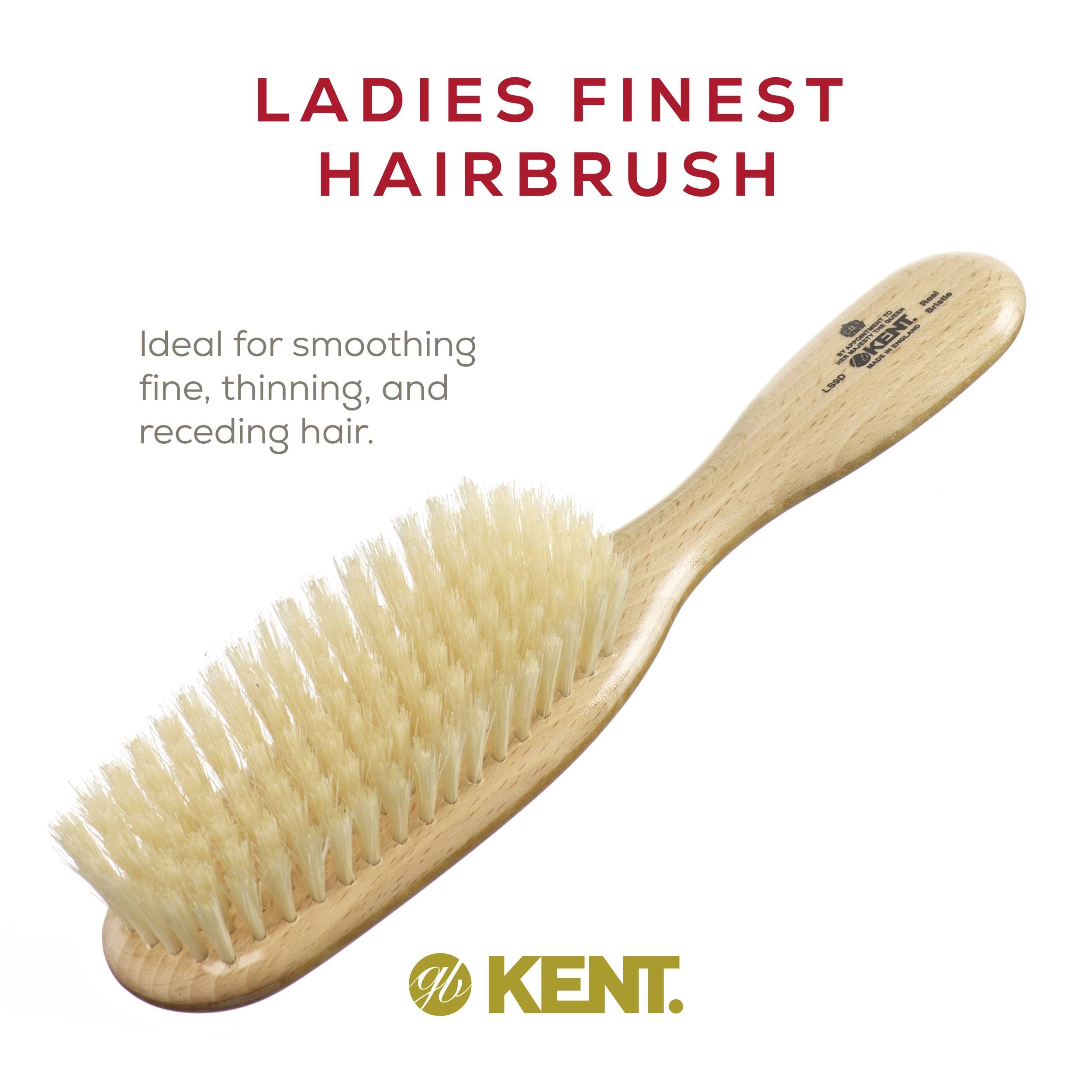 Kent LS9D Narrow Satin Wood Pure Soft White Bristle Grooming Premium Brush