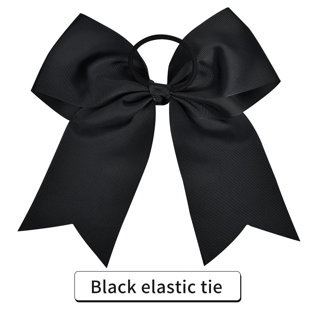 Aileam 12-Black: 12 Pcs Large Cheer Bows 8 Bulk Hair Bow Accessories With Ponytail Holder For Girls High School College Cheerleading