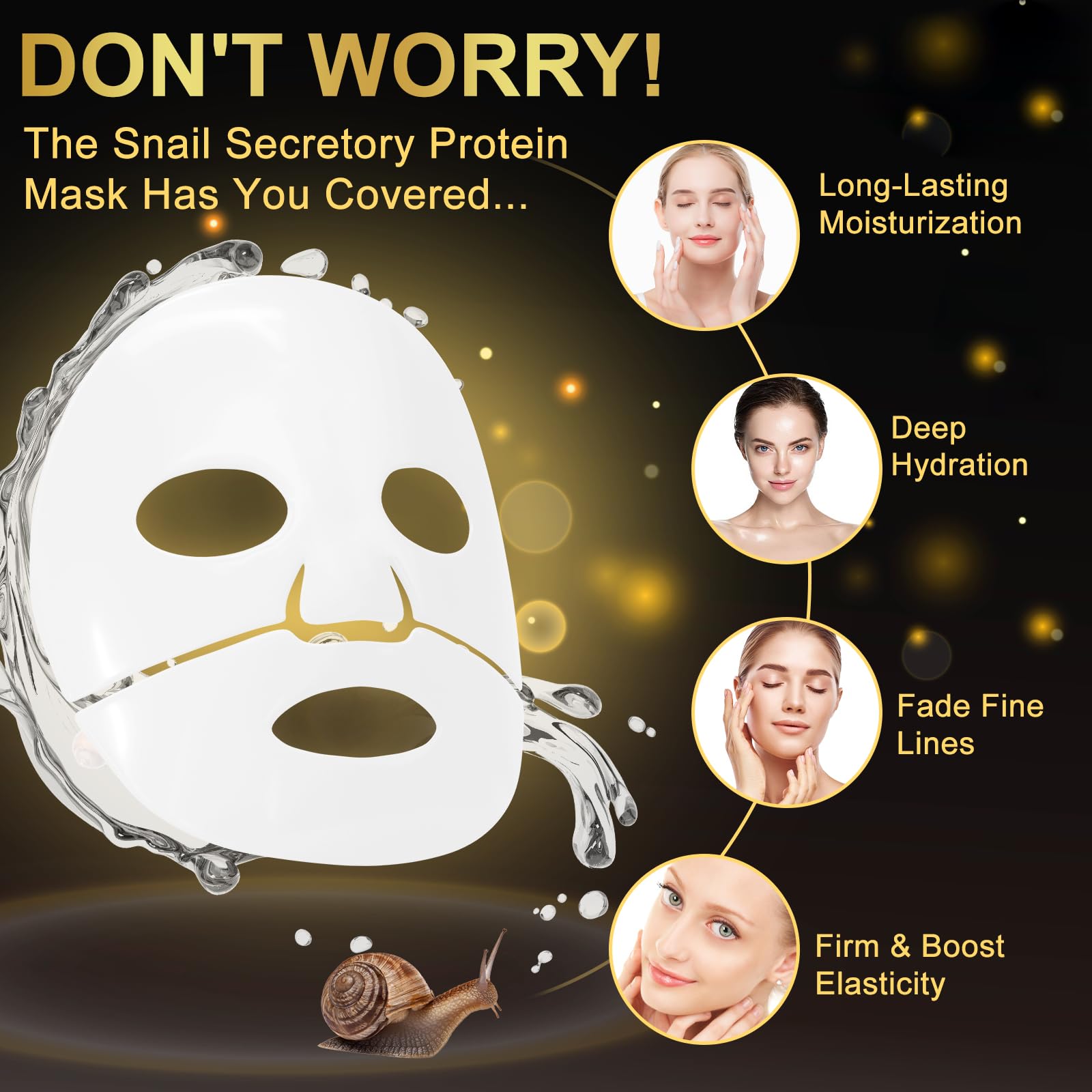Advanced Snail Mucin Glass Glow Hydrogel Face Mask,Snail Mucin Serum Masks,Hydrating Collagen Face Masks Anti Wrinkle Deep Moisturizing Snail Mucin Masks Anti Aging for All Skin Types